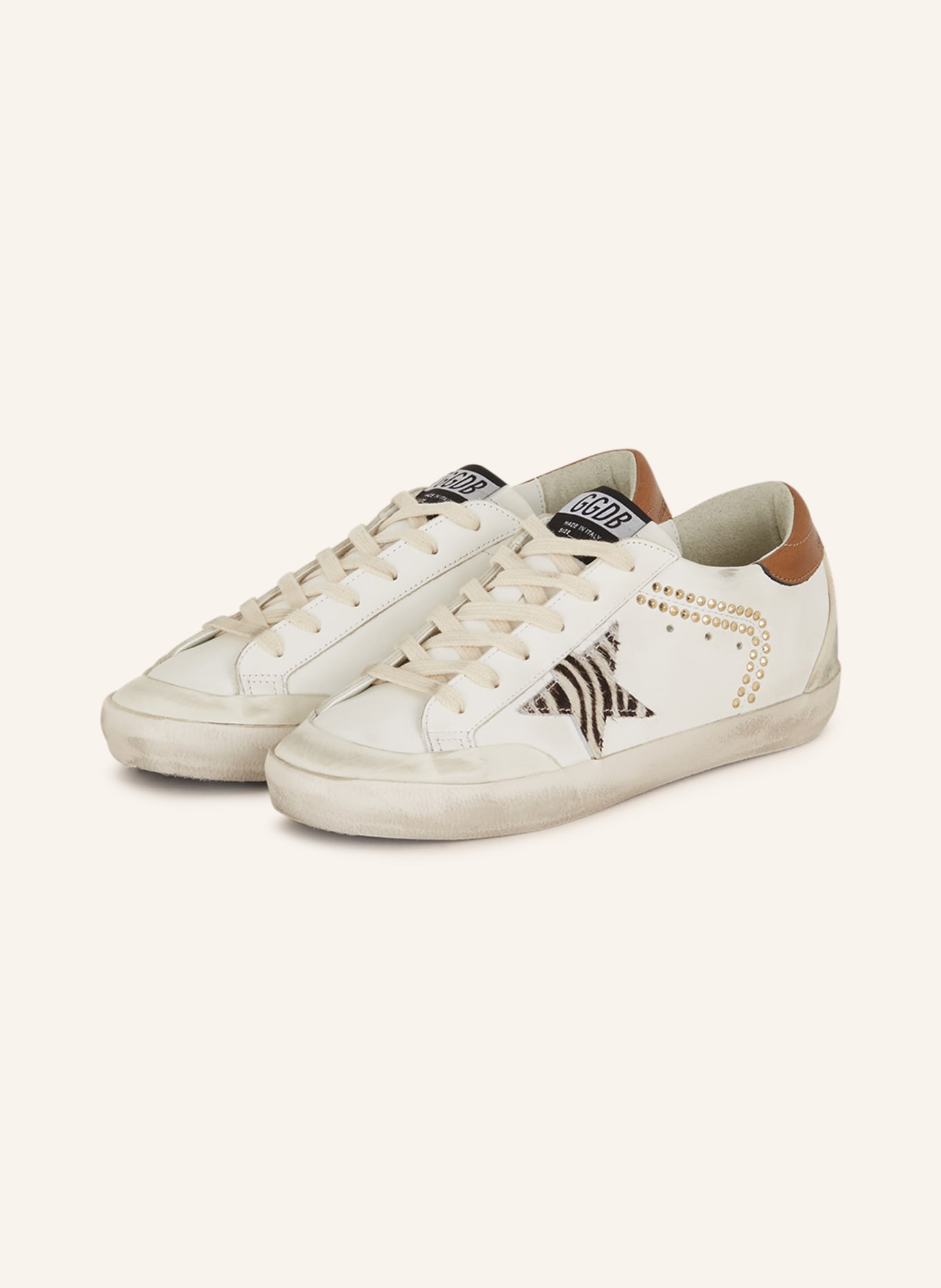 GOLDEN GOOSE Sneakers SUPER-STAR with rivets, Color: WHITE/ ROSE GOLD (Image 1)