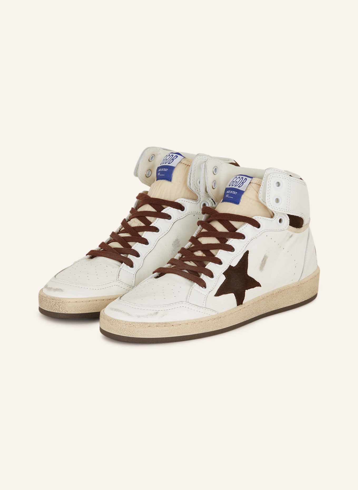 GOLDEN GOOSE High-top sneakers SKY STAR, Color: WHITE/ DARK BROWN (Image 1)