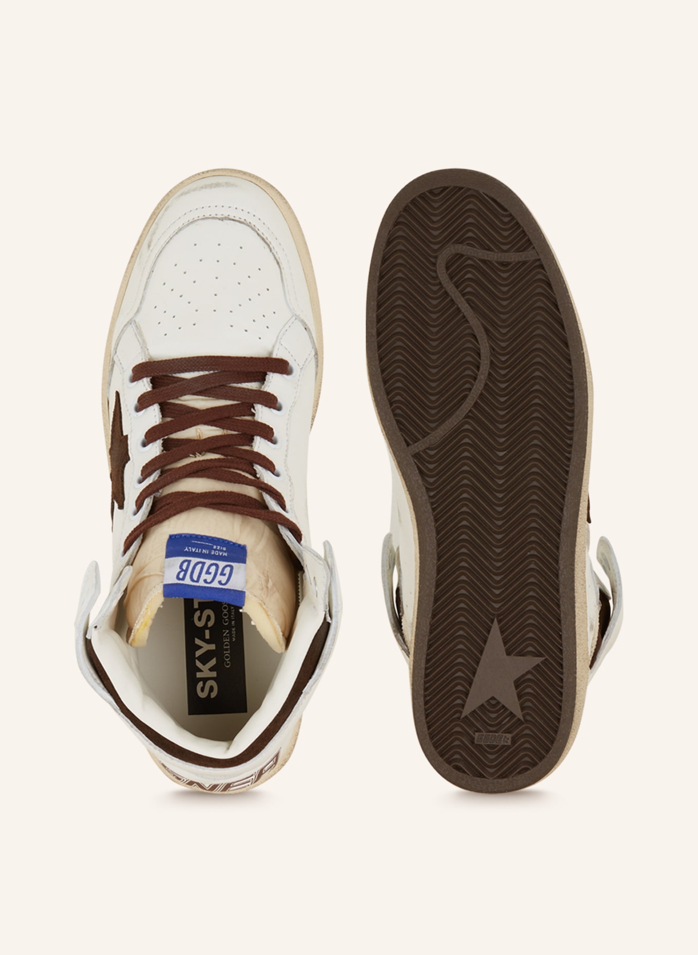GOLDEN GOOSE High-top sneakers SKY STAR, Color: WHITE/ DARK BROWN (Image 5)