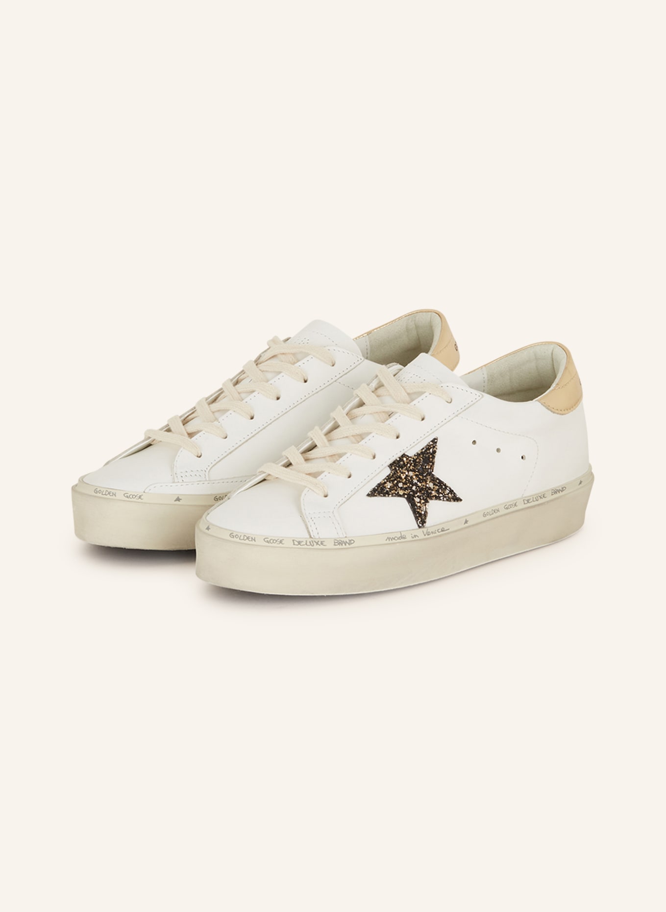 GOLDEN GOOSE Sneakers HI STAR with sequins, Color: WHITE (Image 1)
