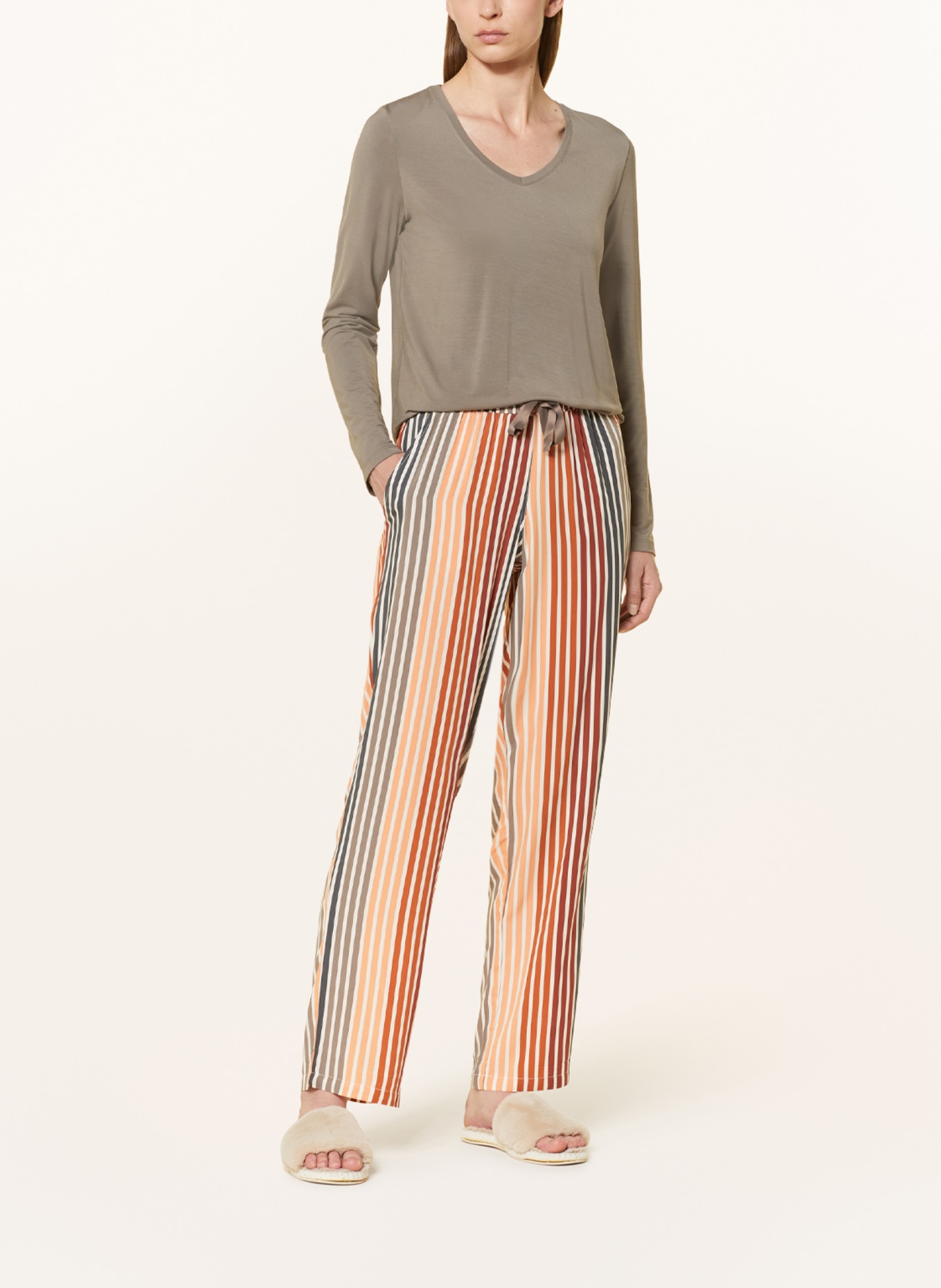 SCHIESSER Pajama pants MIX+RELAX, Color: LIGHT ORANGE/ GRAY/ DARK GRAY (Image 2)