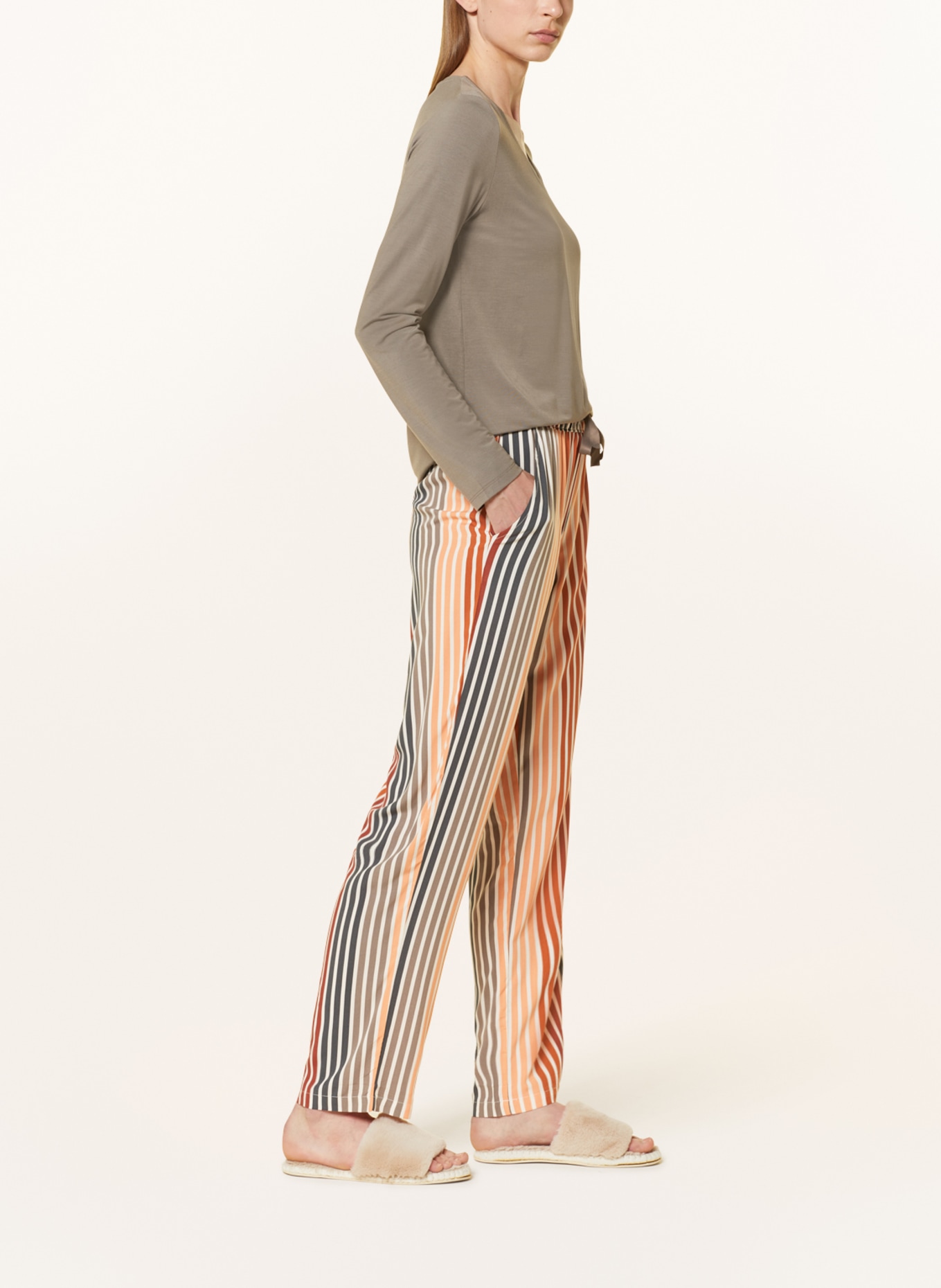 SCHIESSER Pajama pants MIX+RELAX, Color: LIGHT ORANGE/ GRAY/ DARK GRAY (Image 4)