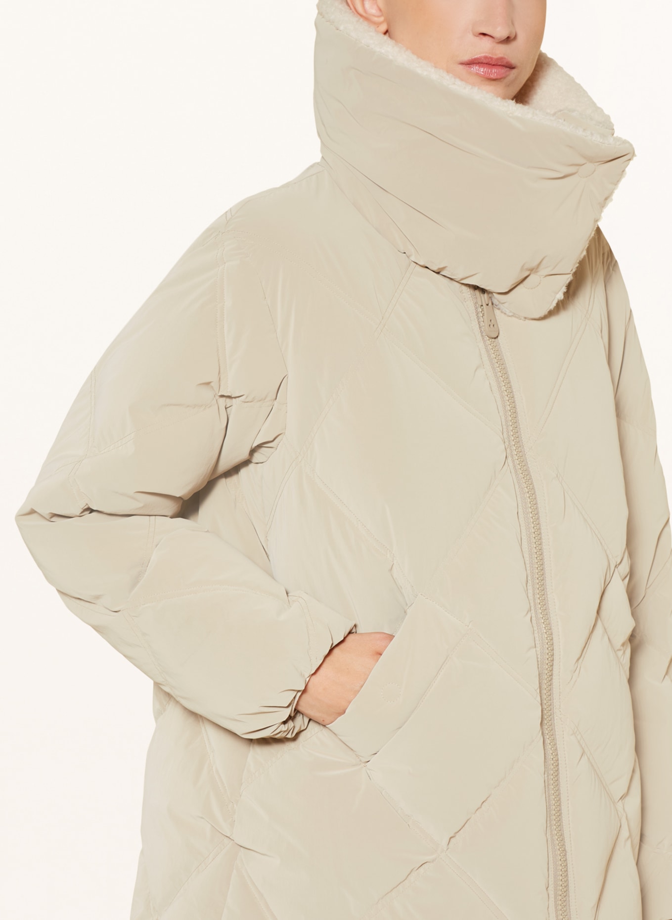 PEUTEREY Péřová bunda s umělou kožešinou, Barva: BÉŽOVÁ/ REŽNÁ (Obrázek 4)