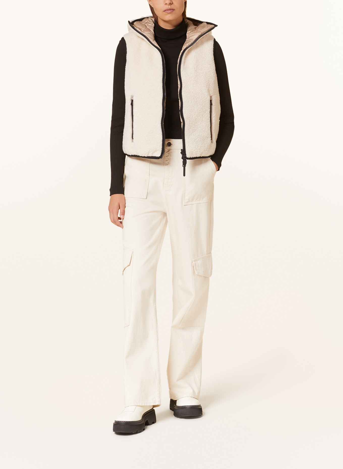 PEUTEREY Quilted vest reversible, Color: ECRU/ BEIGE (Image 2)