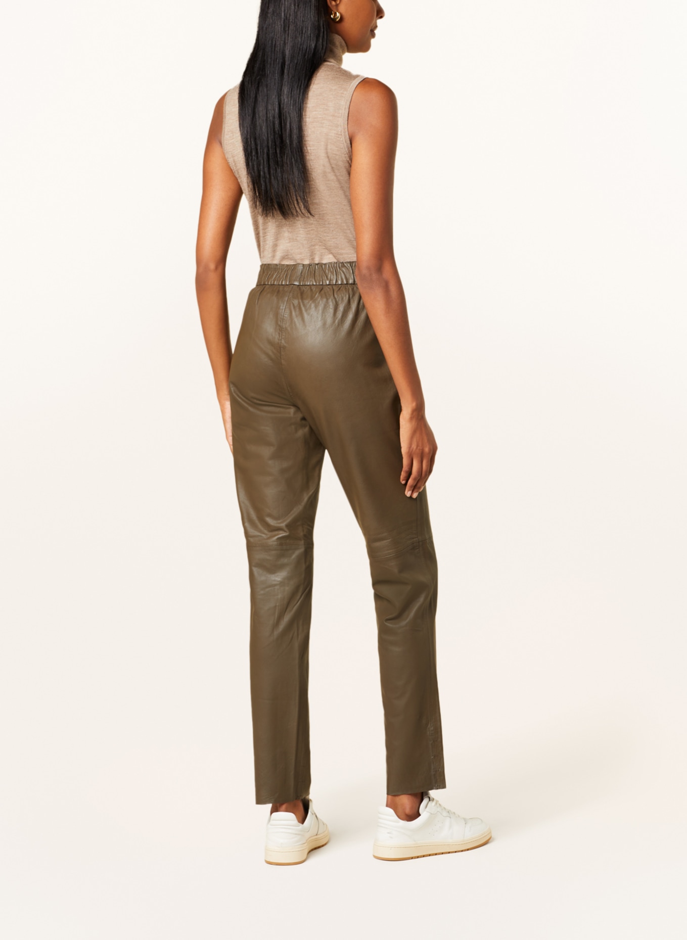 MOS MOSH Leather trousers MMZABEL, Color: BROWN (Image 3)