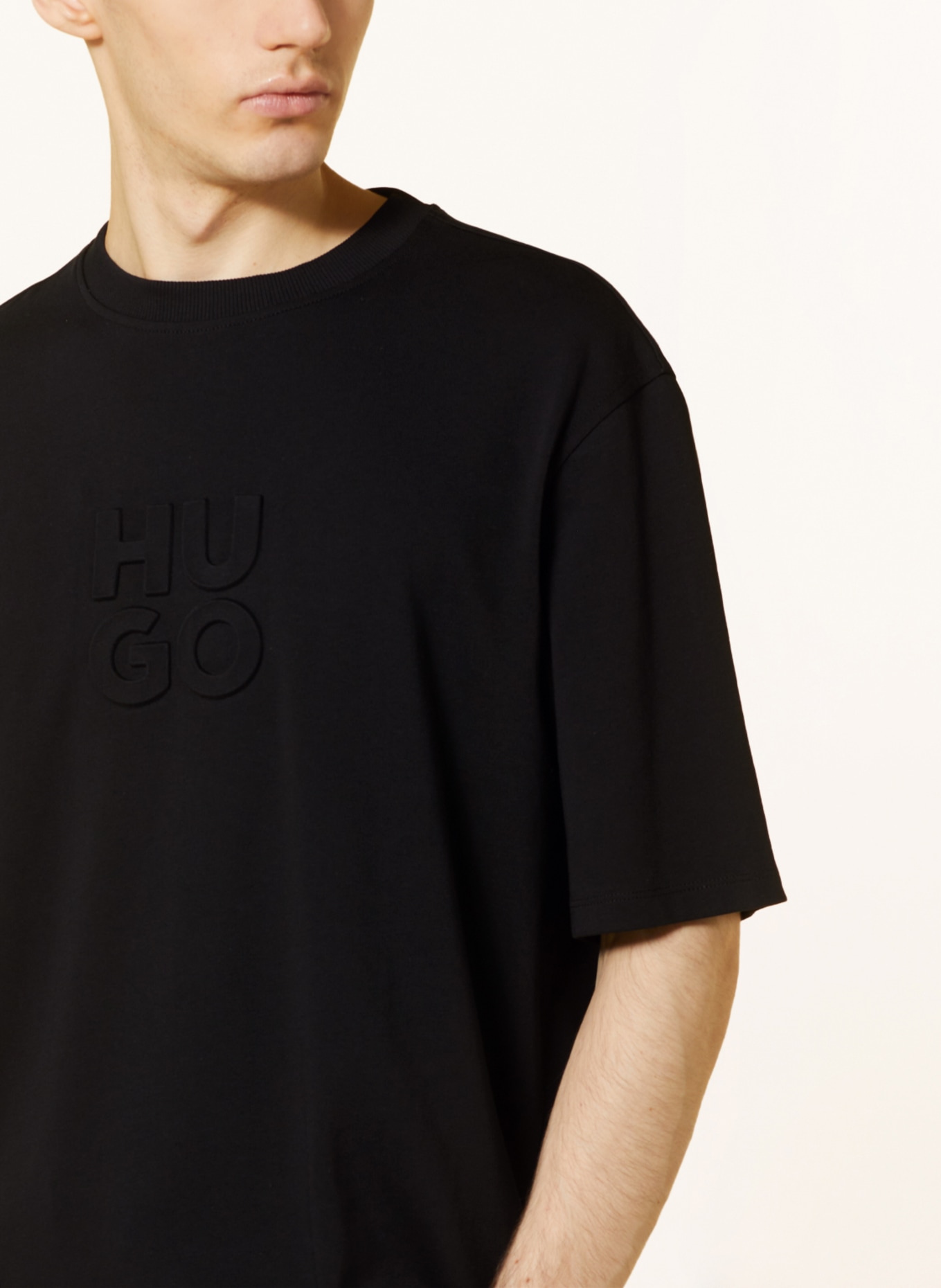HUGO T-shirt DLEEK, Color: BLACK (Image 4)