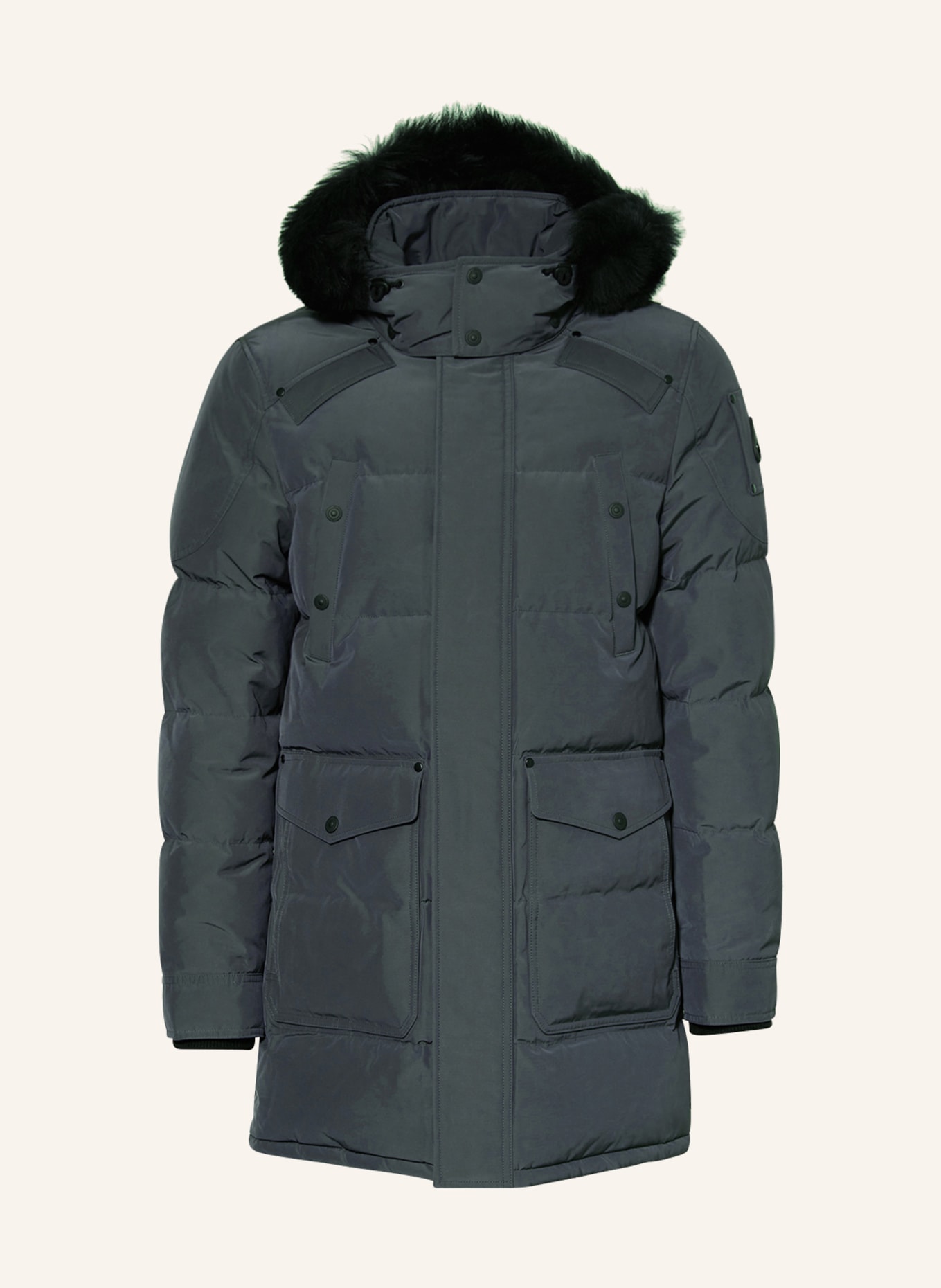 MOOSE KNUCKLES Down parka ON with faux fur and removable hood, Color: DARK GREEN (Image 1)