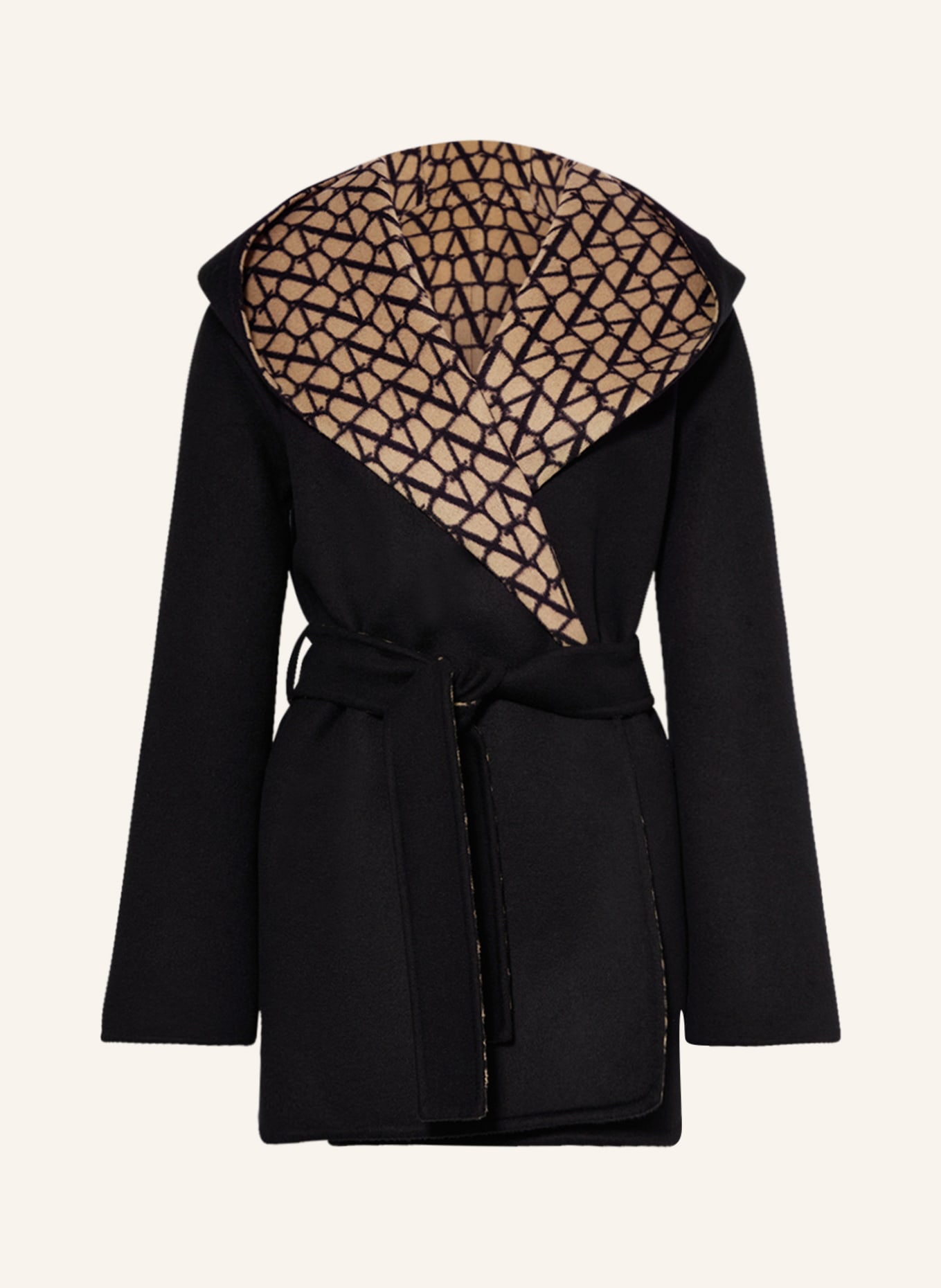 VALENTINO Reversible wool coat, Color: BLACK/ CAMEL (Image 1)