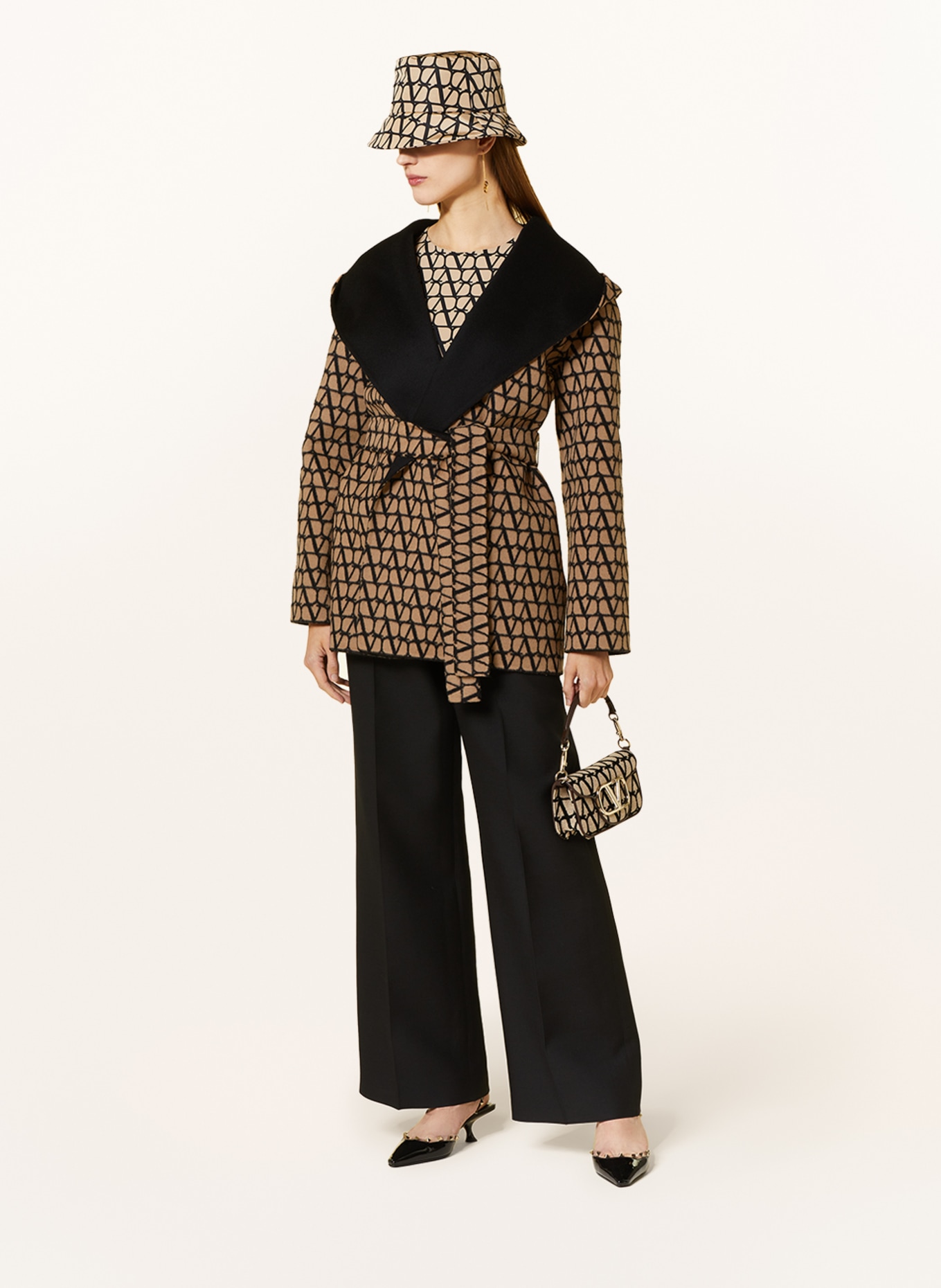 VALENTINO Reversible wool coat, Color: BLACK/ CAMEL (Image 2)