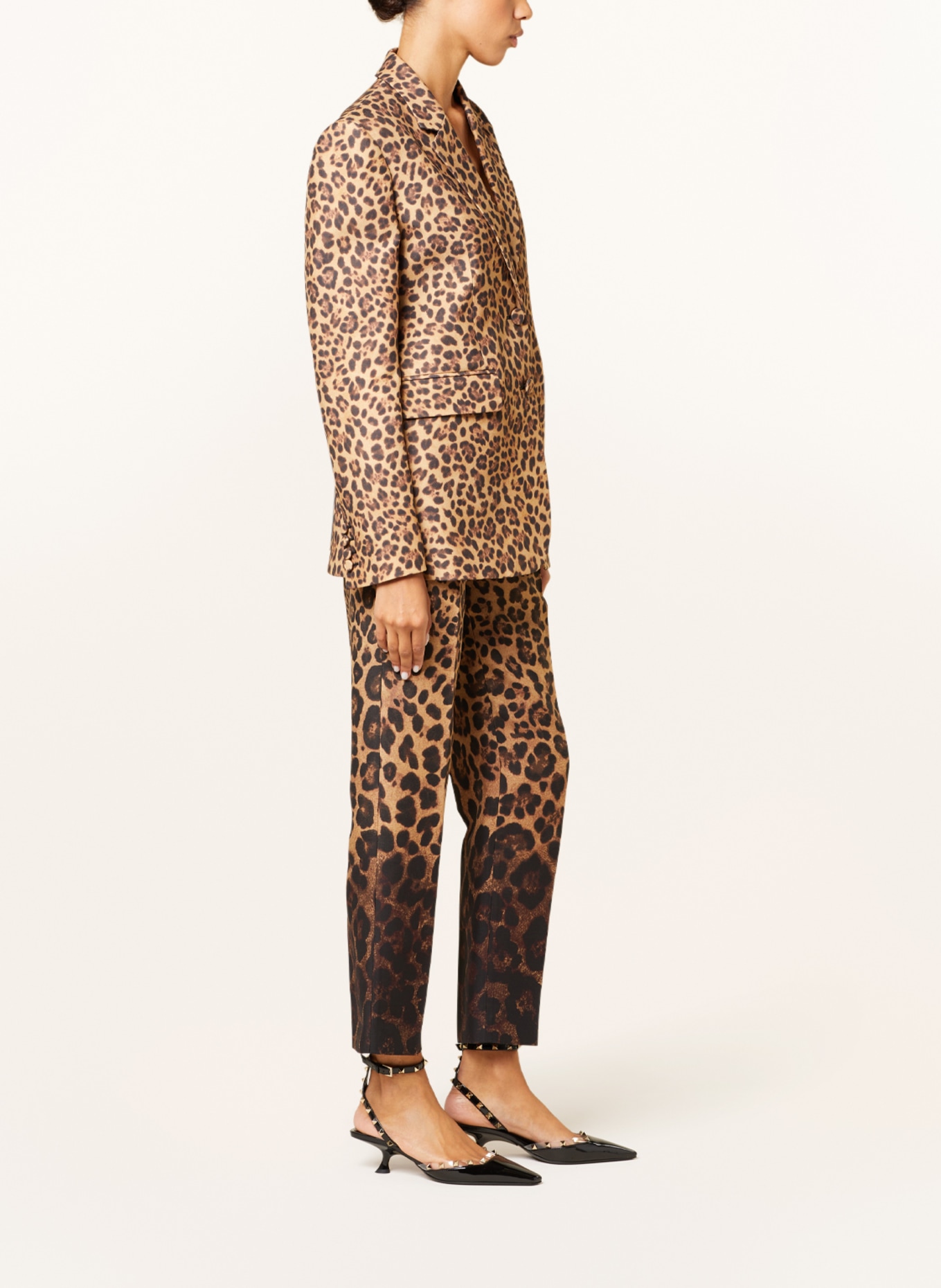 VALENTINO Trousers with silk, Color: LIGHT BROWN/ DARK BROWN/ BROWN (Image 4)