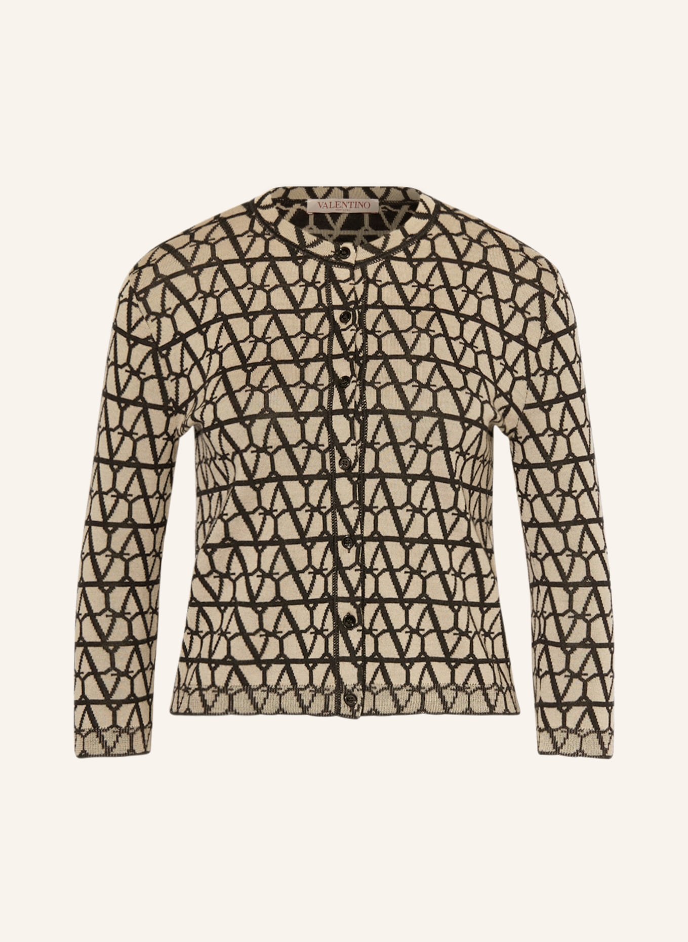 VALENTINO Cardigan with 3/4 sleeves, Color: TAUPE/ BLACK (Image 1)