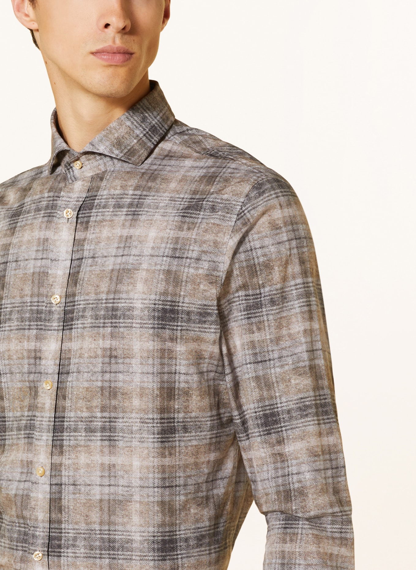 PROFUOMO Shirt regular fit, Color: BEIGE/ DARK GRAY/ MINT (Image 4)