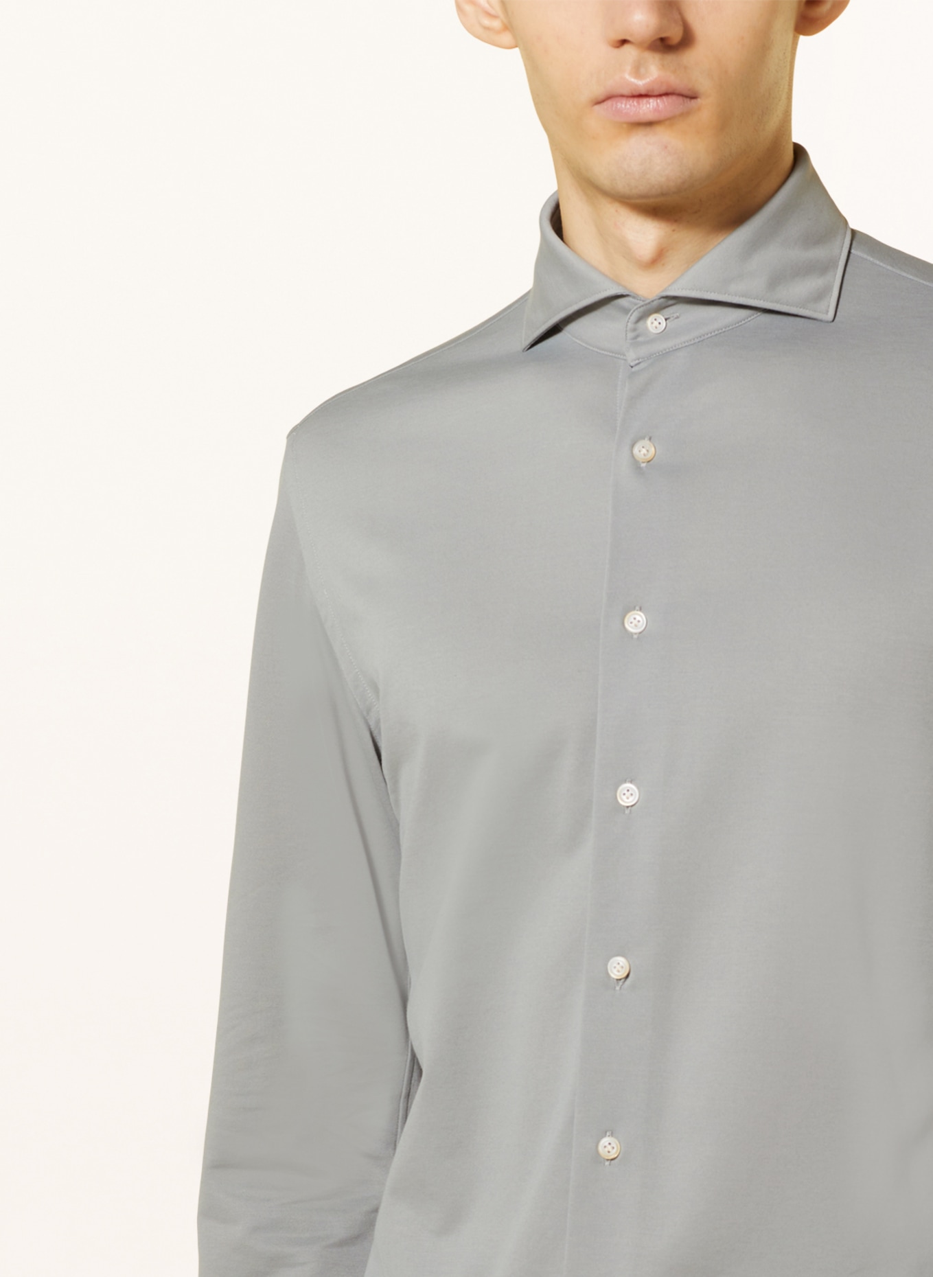 PROFUOMO Koszula z dżerseju slim fit, Kolor: CIEMNOZIELONY (Obrazek 4)