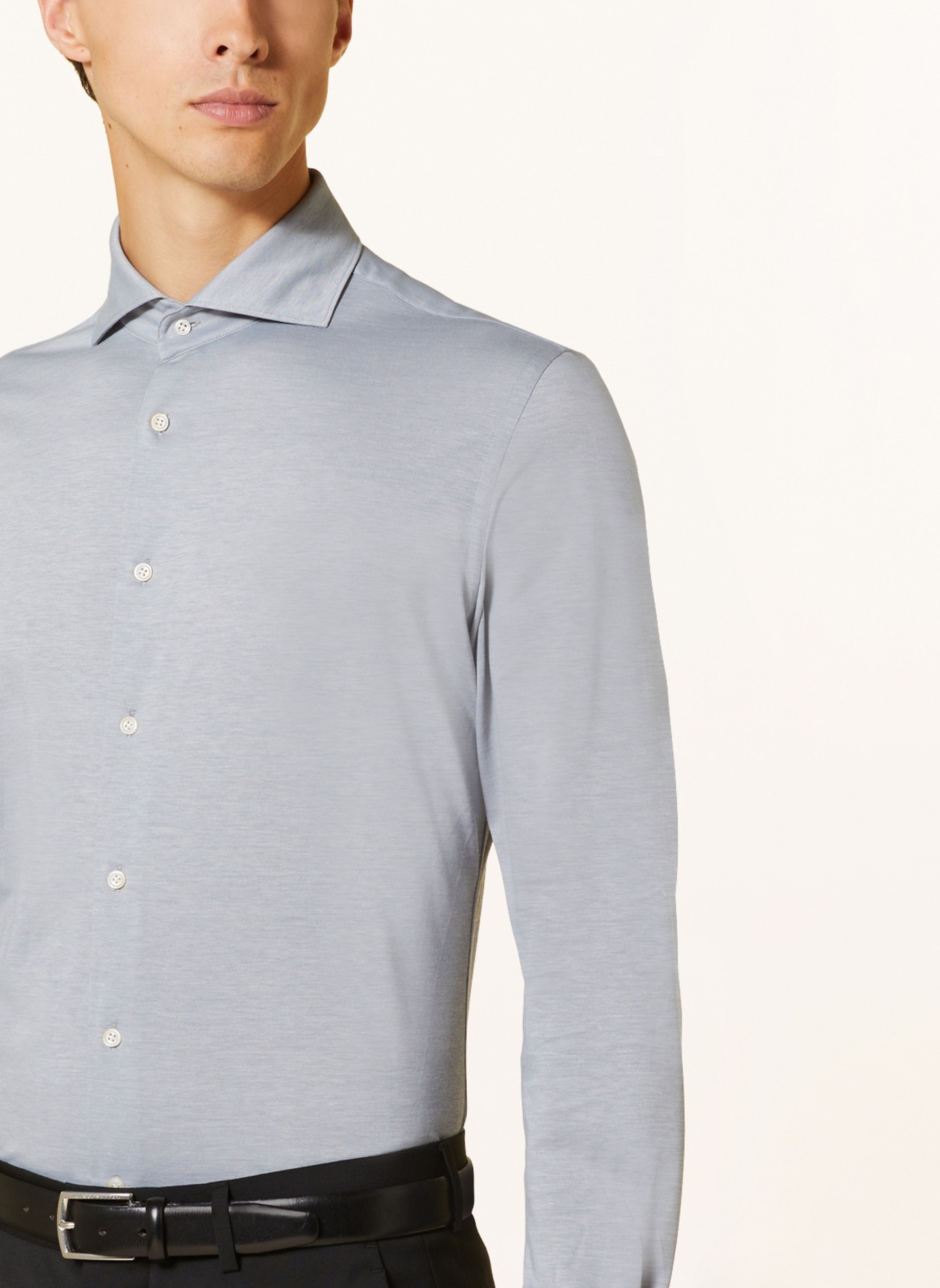 PROFUOMO Jerseyhemd Slim Fit, Farbe: BLAUGRAU (Bild 4)