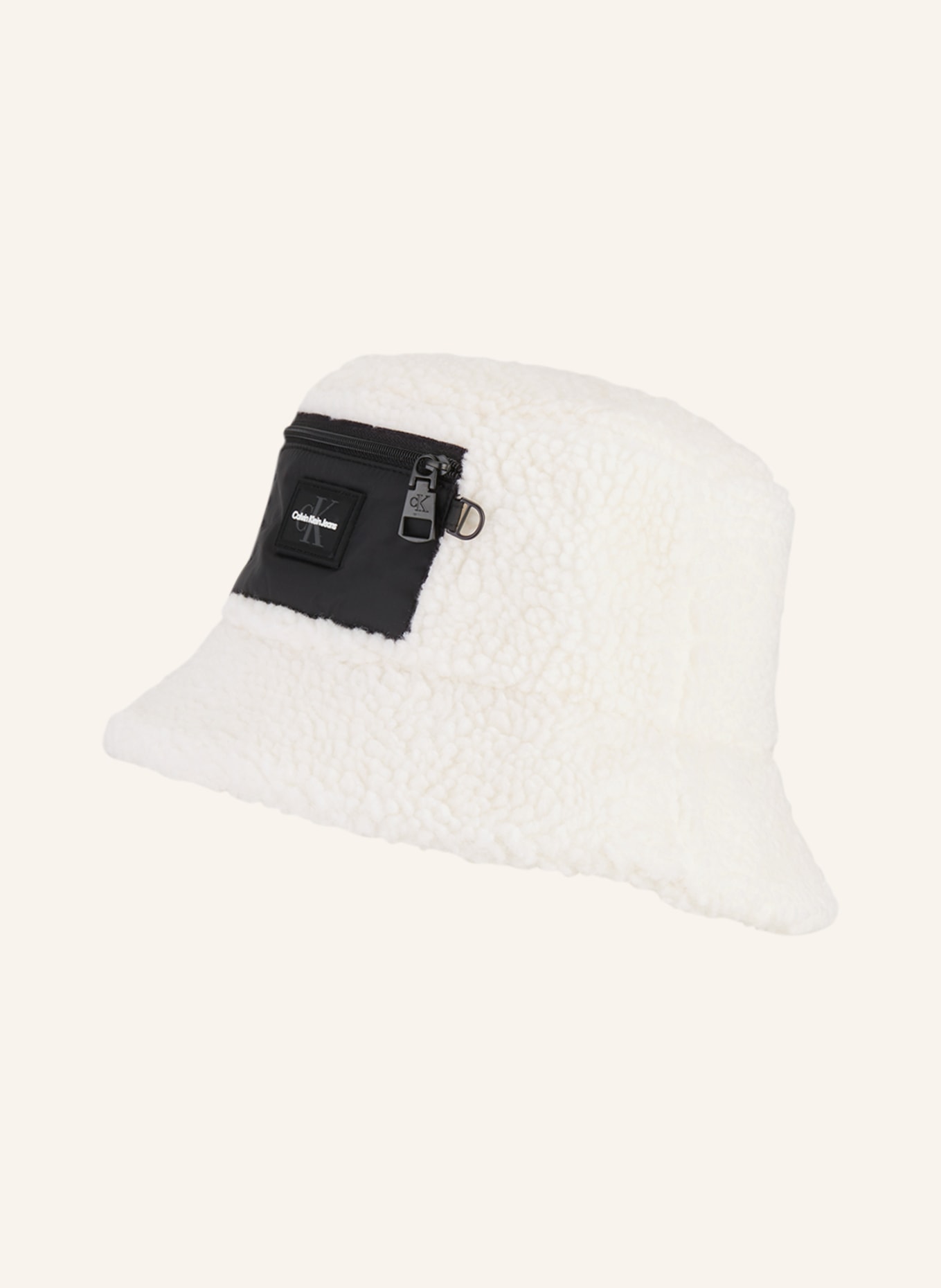 Calvin Klein Jeans Bucket hat made of teddy fleece, Color: CREAM (Image 1)