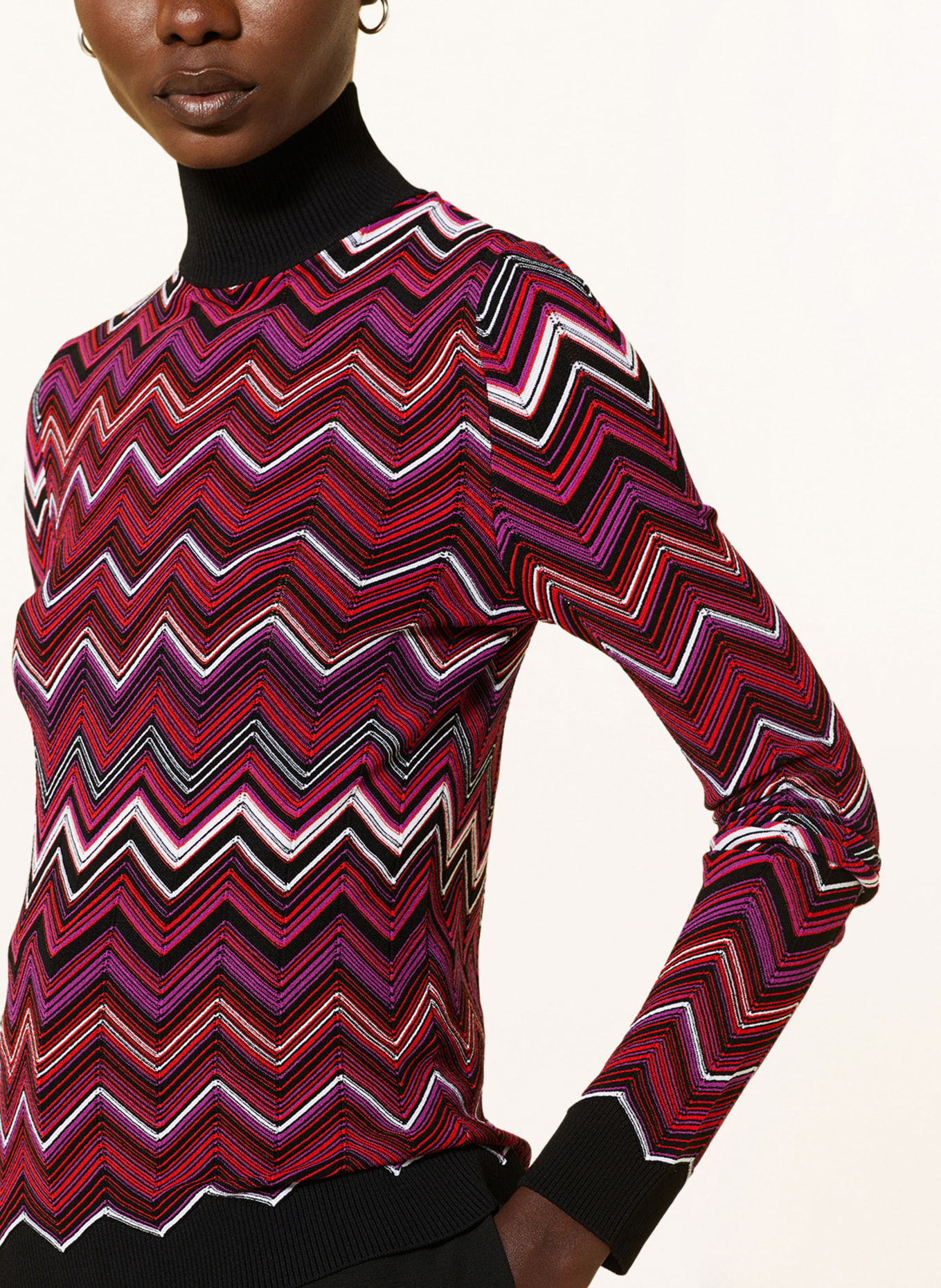 MISSONI Sweater, Color: BLACK/ RED/ FUCHSIA (Image 4)