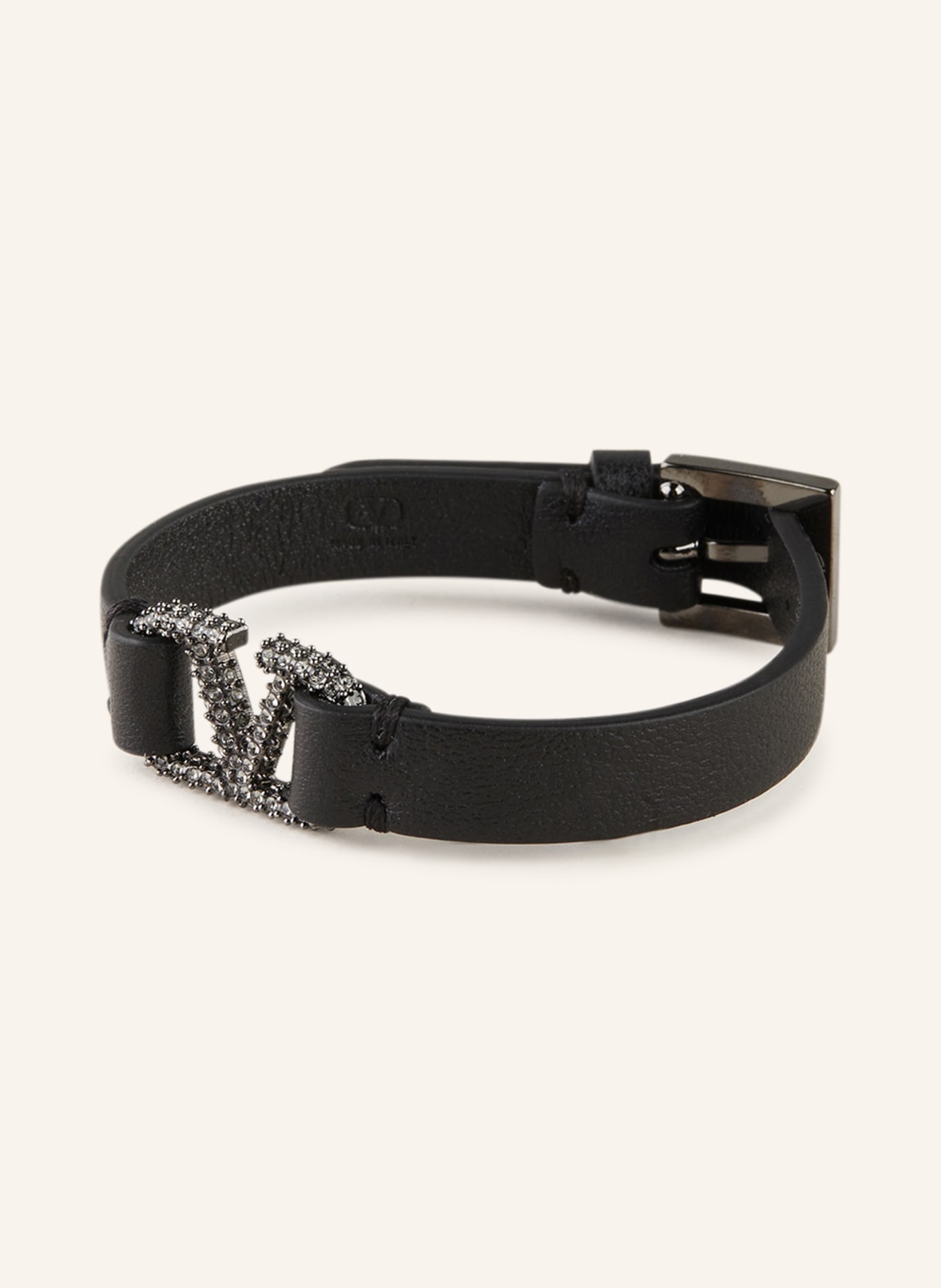 VALENTINO GARAVANI Leather bracelet VLOGO SIGNATURE, Color: BLACK/ WHITE (Image 1)