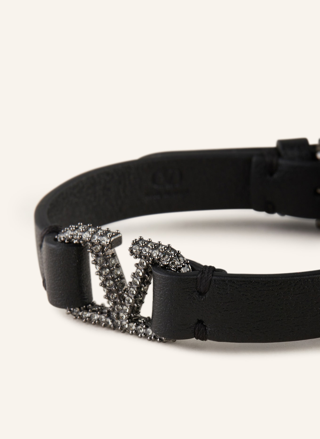 VALENTINO GARAVANI Leather bracelet VLOGO SIGNATURE, Color: BLACK/ WHITE (Image 2)