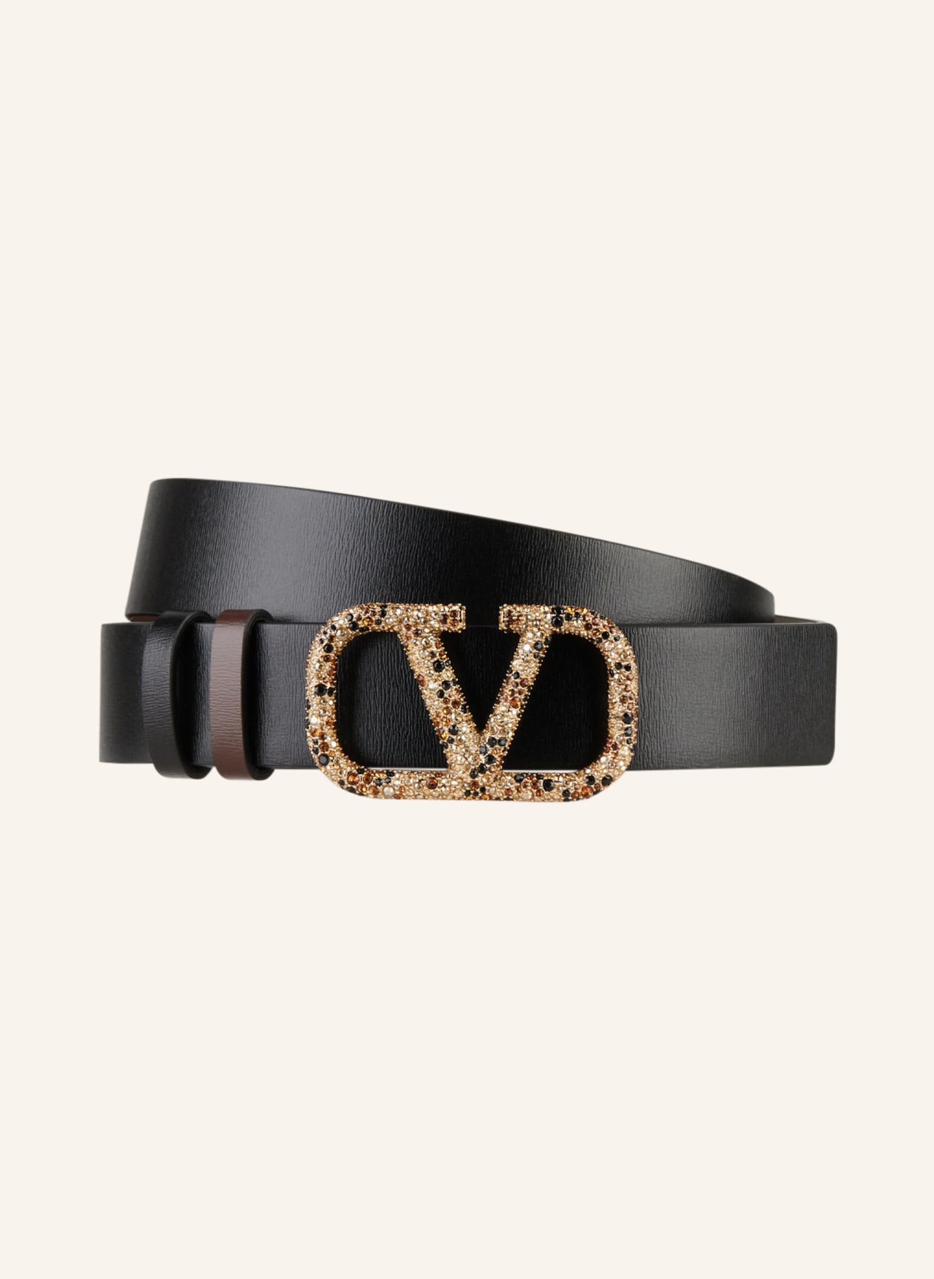 VALENTINO GARAVANI Reversible leather belt VLOGO SIGNATURE in brown/ black