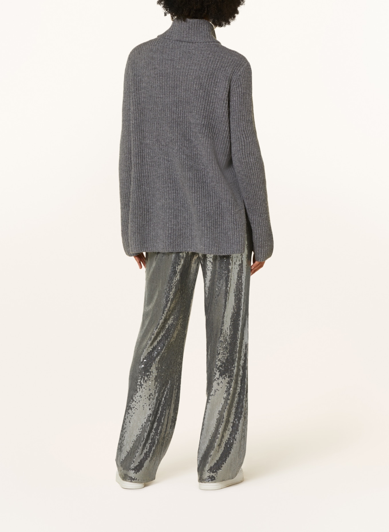 JOOP! Wide leg trousers with sequins, Color: SILVER (Image 3)