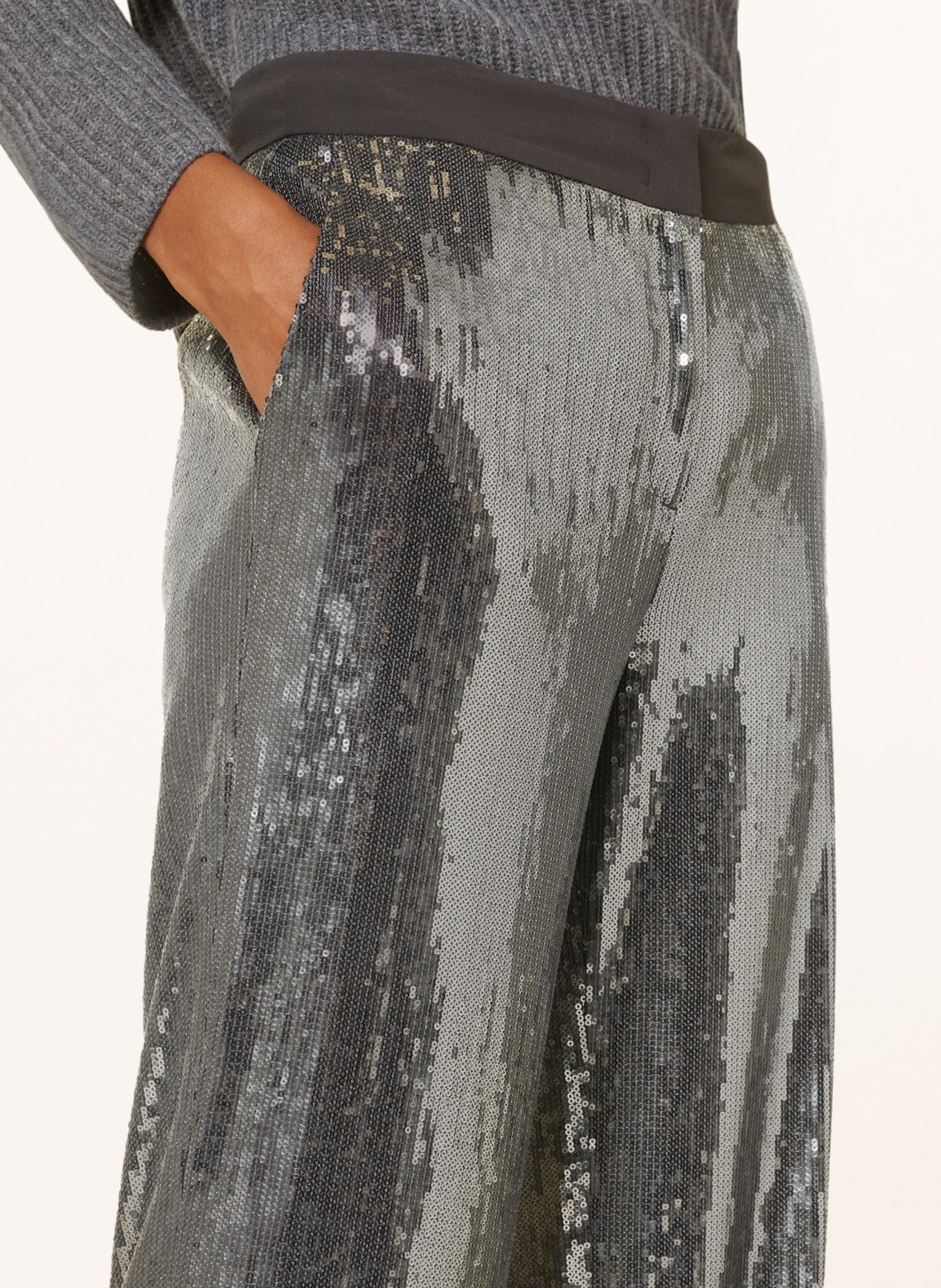 JOOP! Wide leg trousers with sequins, Color: SILVER (Image 5)
