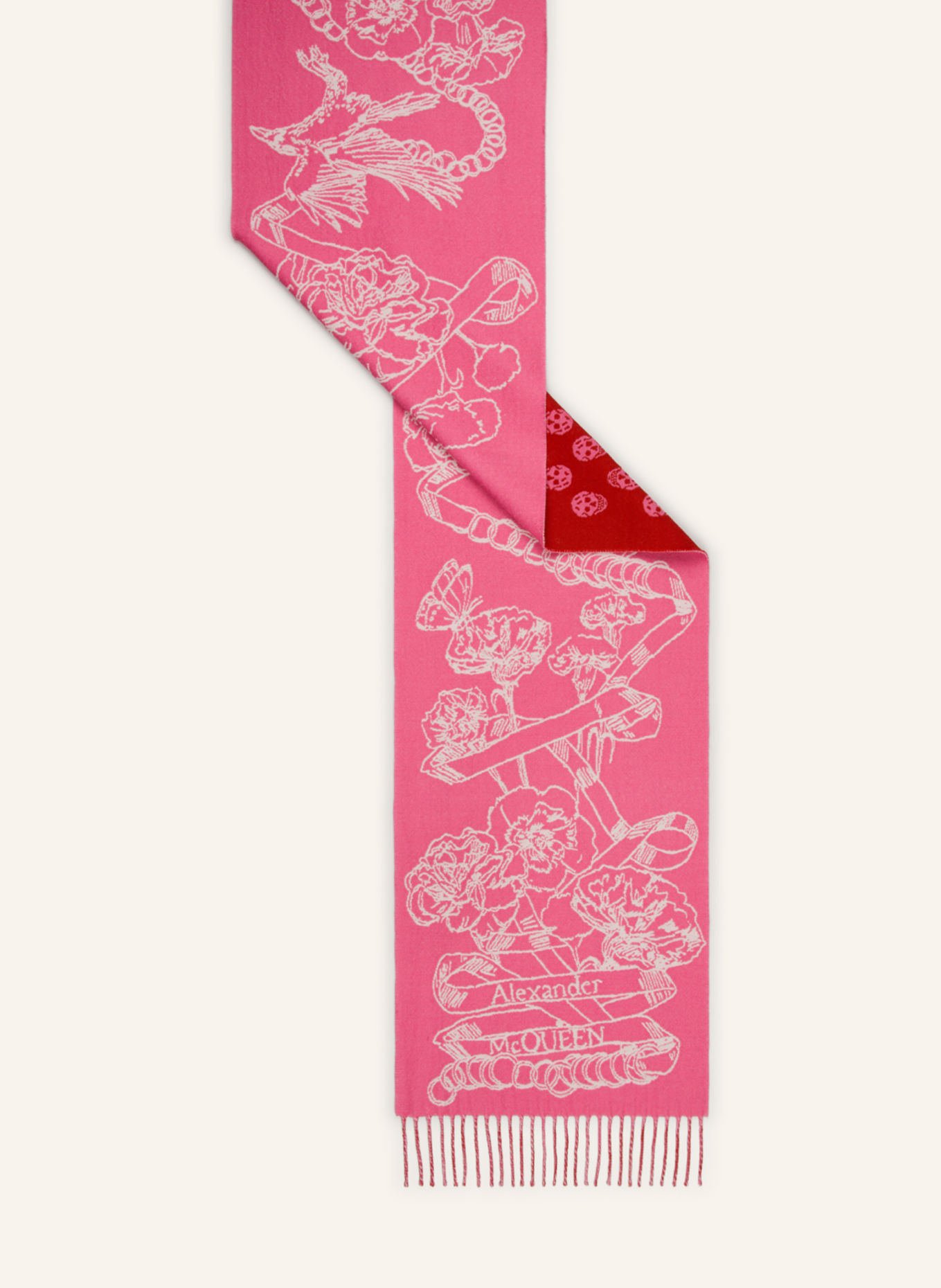 Alexander McQUEEN Reversible scarf, Color: RED/ PINK (Image 2)