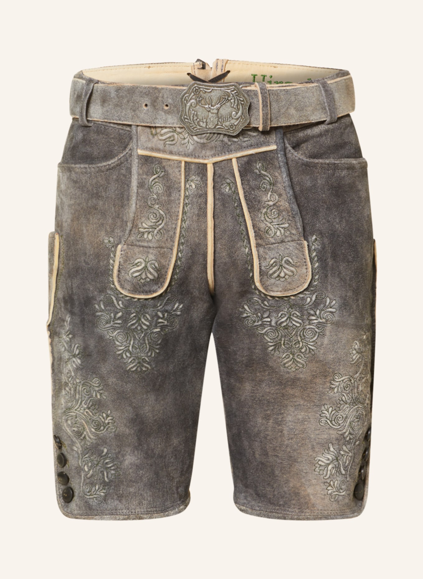HIRSCHER Spodnie skórzane w stylu ludowym FRIEDBERG, Kolor: SZARY (Obrazek 1)