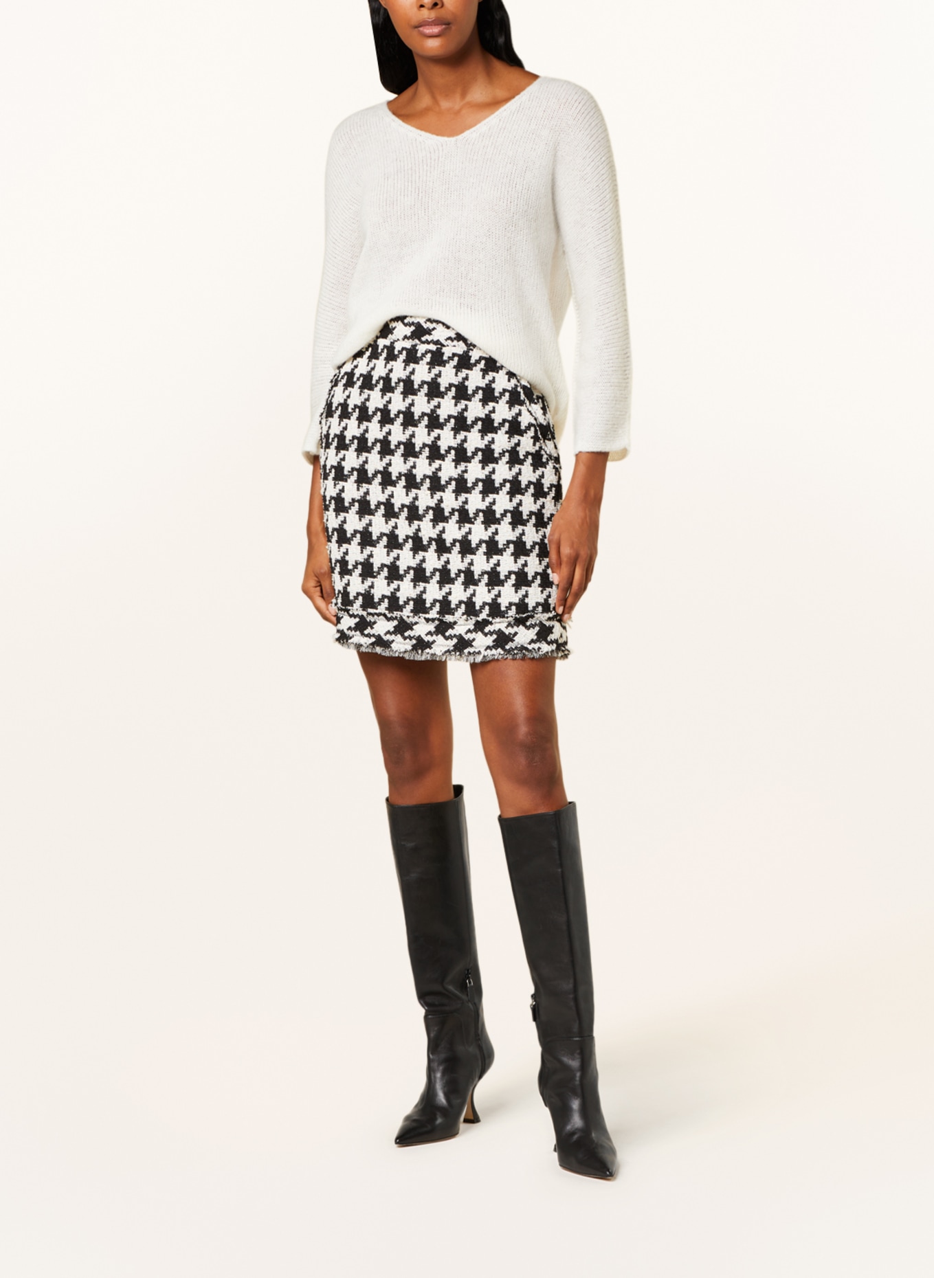 RIANI Tweed skirt, Color: WHITE/ BLACK (Image 2)