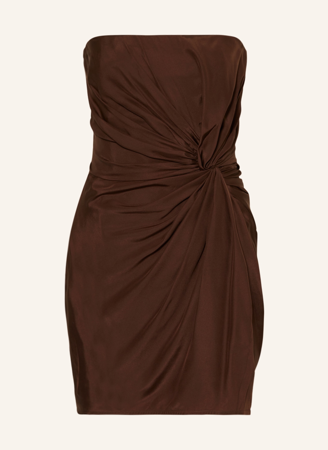 GAUGE81 Off-shoulder dress HIRATA made of satin, Color: DARK BROWN (Image 1)