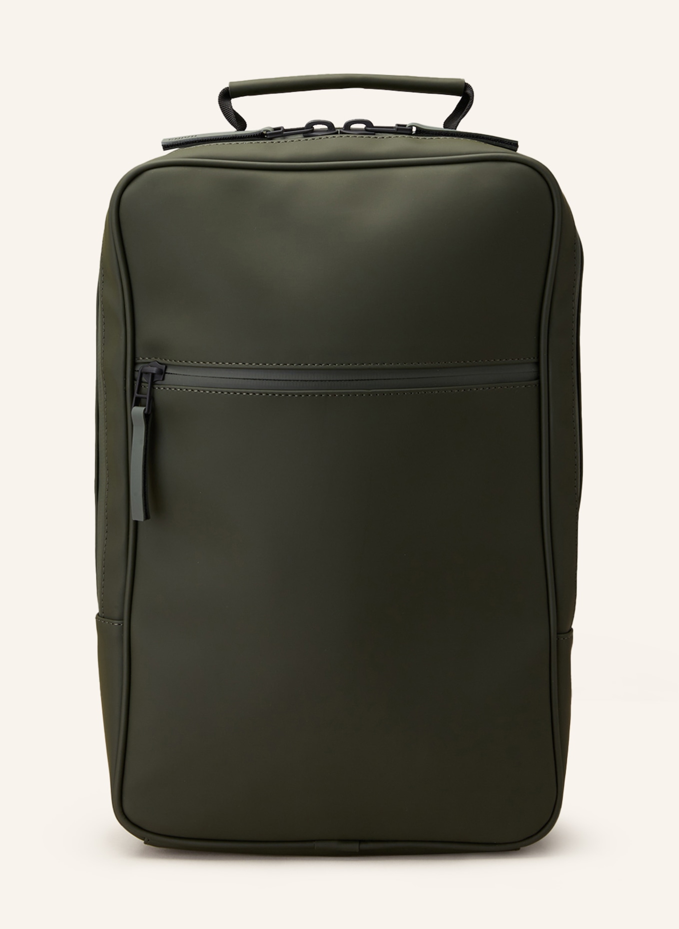 RAINS Backpack BOOK with laptop compartment, Color: DARK GREEN (Image 1)