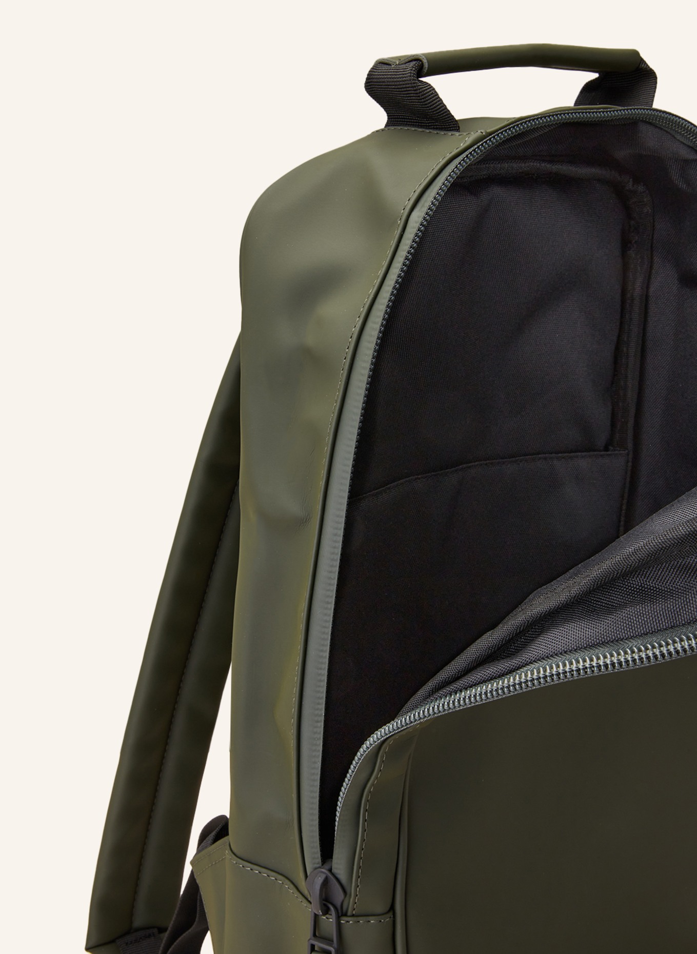 RAINS Backpack BOOK with laptop compartment, Color: DARK GREEN (Image 3)