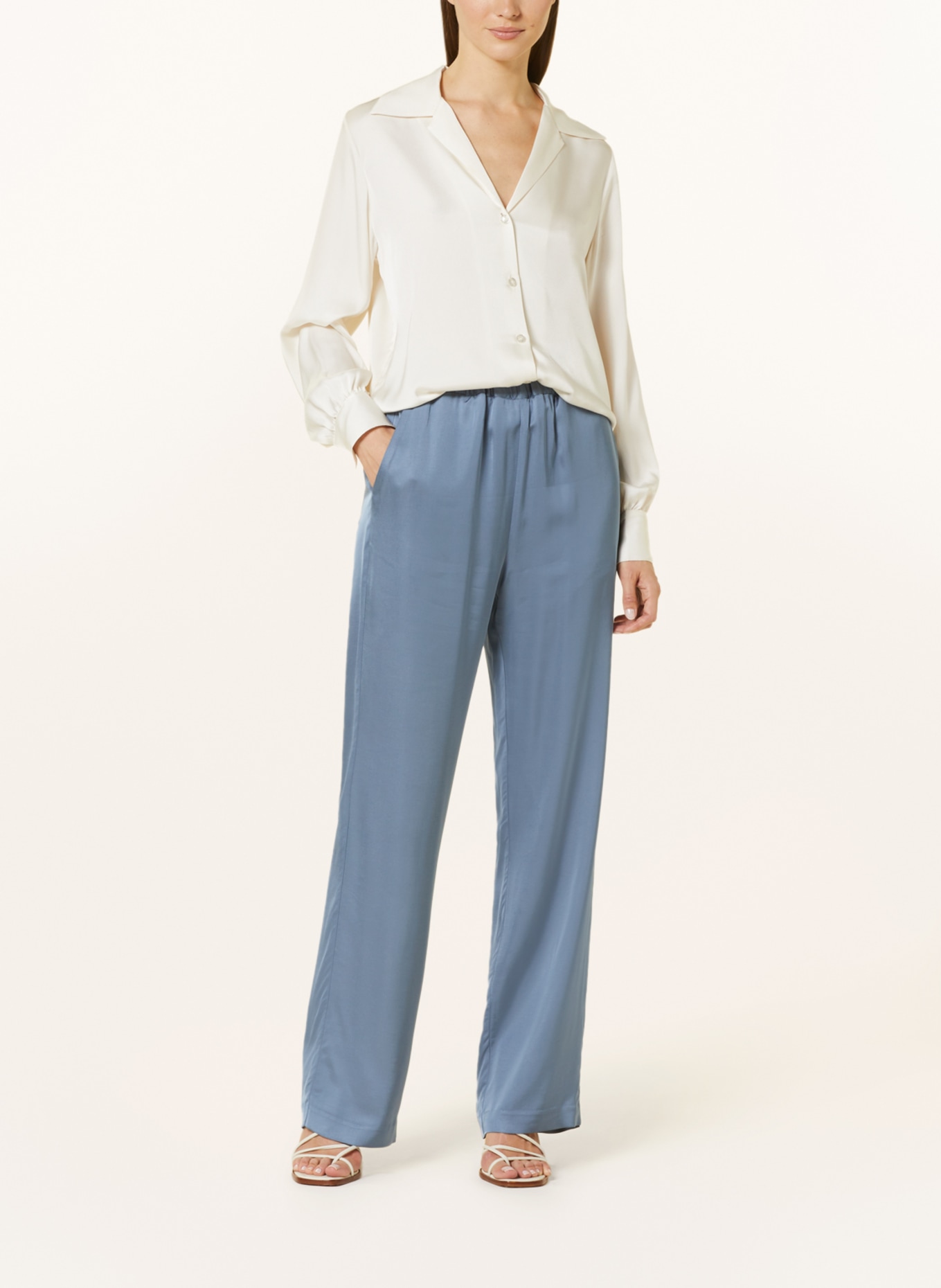 SoSUE Wide leg trousers in satin, Color: BLUE GRAY (Image 2)