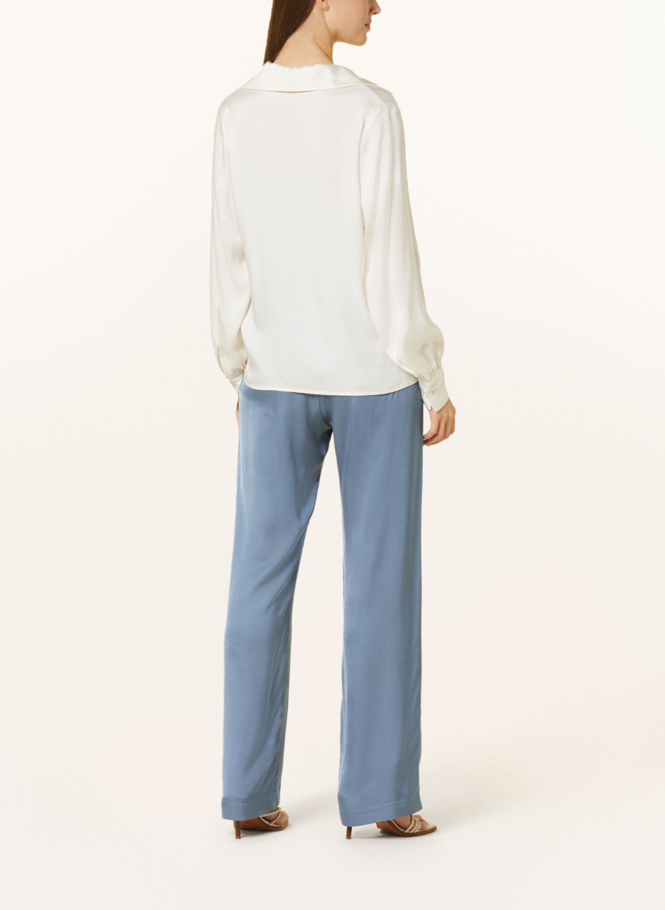 SoSUE Wide leg trousers in satin, Color: BLUE GRAY (Image 3)