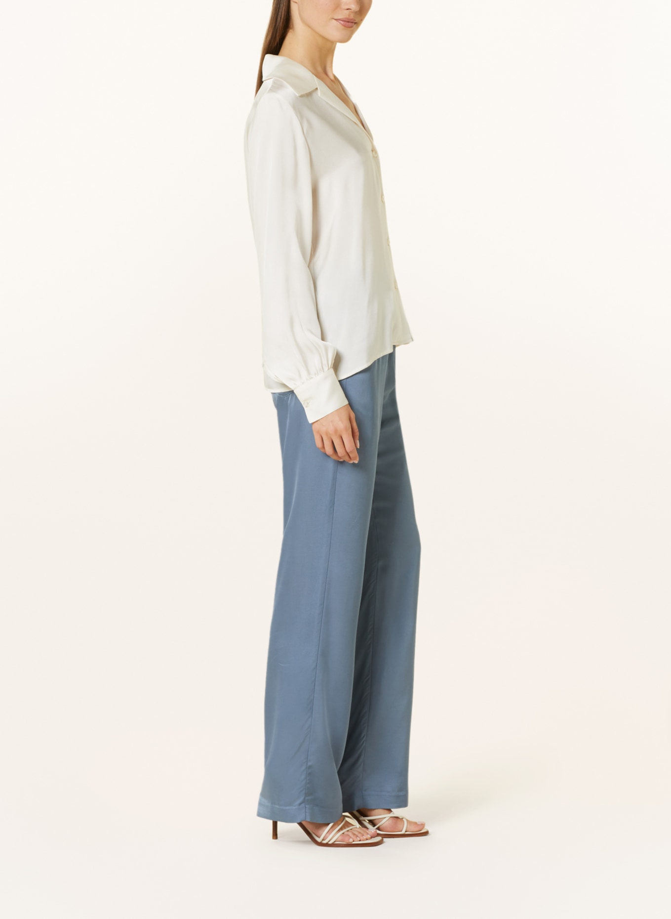 SoSUE Wide leg trousers in satin, Color: BLUE GRAY (Image 4)