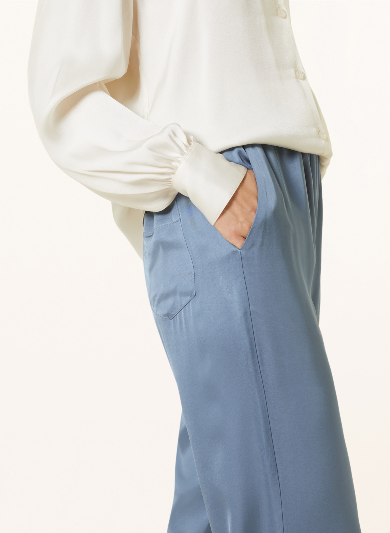 SoSUE Wide leg trousers in satin, Color: BLUE GRAY (Image 5)