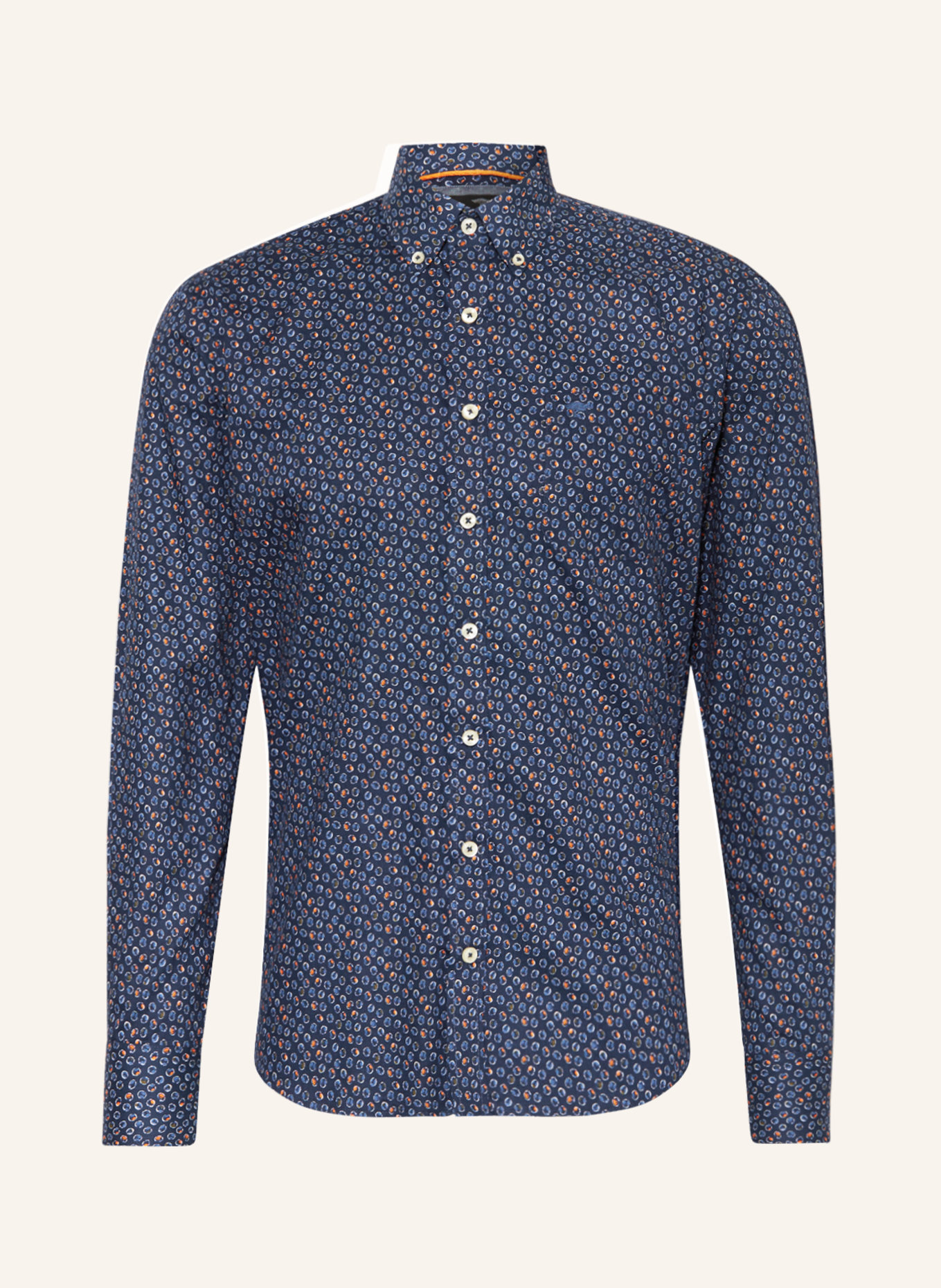 FYNCH-HATTON Shirt comfort fit, Color: DARK BLUE/ LIGHT ORANGE (Image 1)