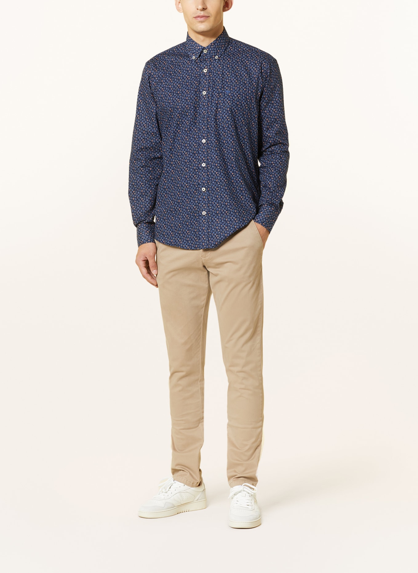 FYNCH-HATTON Shirt comfort fit, Color: DARK BLUE/ LIGHT ORANGE (Image 2)