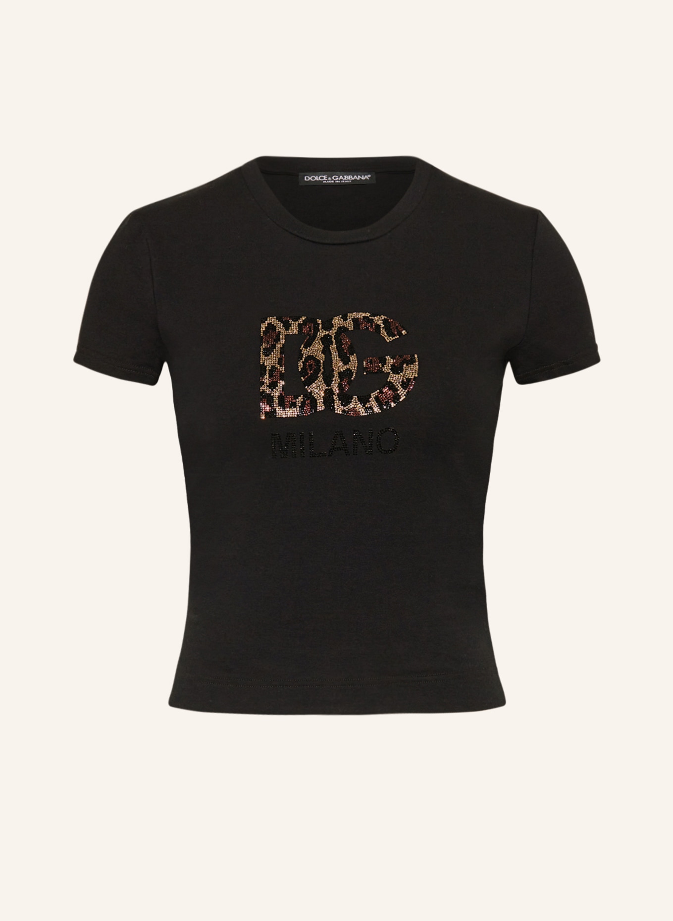 DOLCE & GABBANA Cropped shirt, Color: BLACK/ BROWN/ LIGHT BROWN (Image 1)