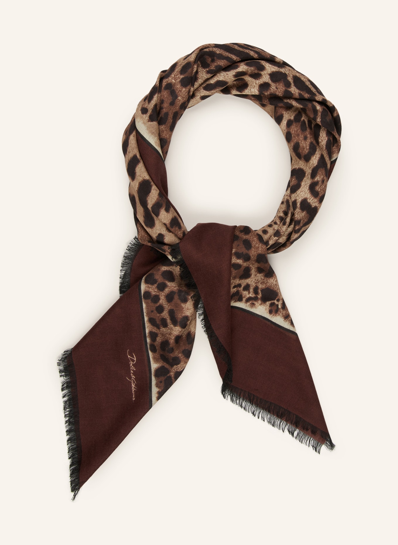 DOLCE & GABBANA Scarf with cashmere and silk, Color: BROWN/ DARK BROWN/ BEIGE (Image 2)