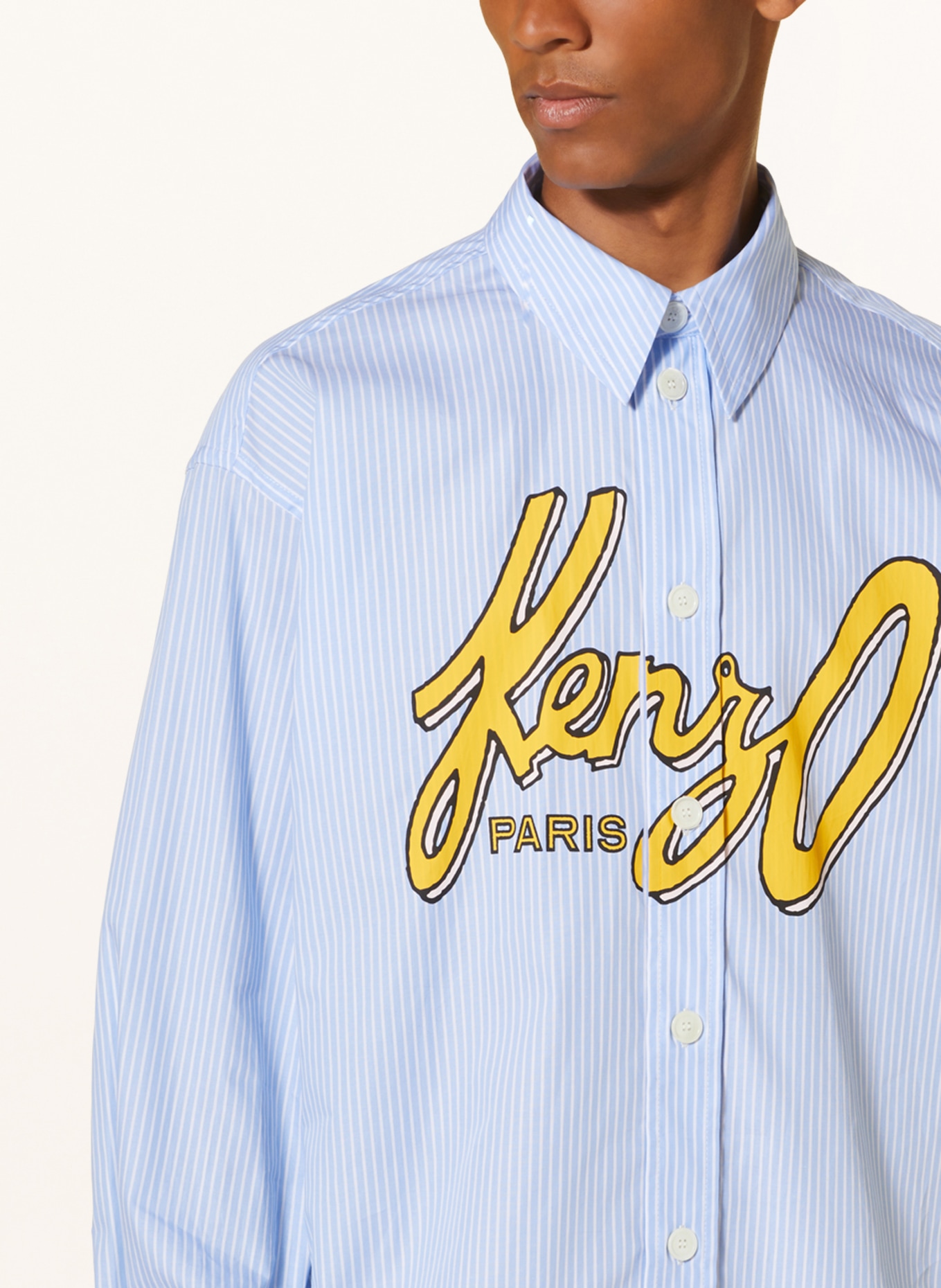KENZO Shirt comfort fit, Color: LIGHT BLUE/ WHITE (Image 4)