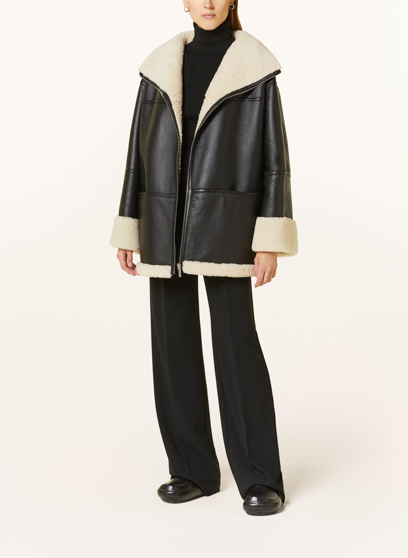 TOTEME Real fur jacket, Color: BLACK/ WHITE (Image 2)