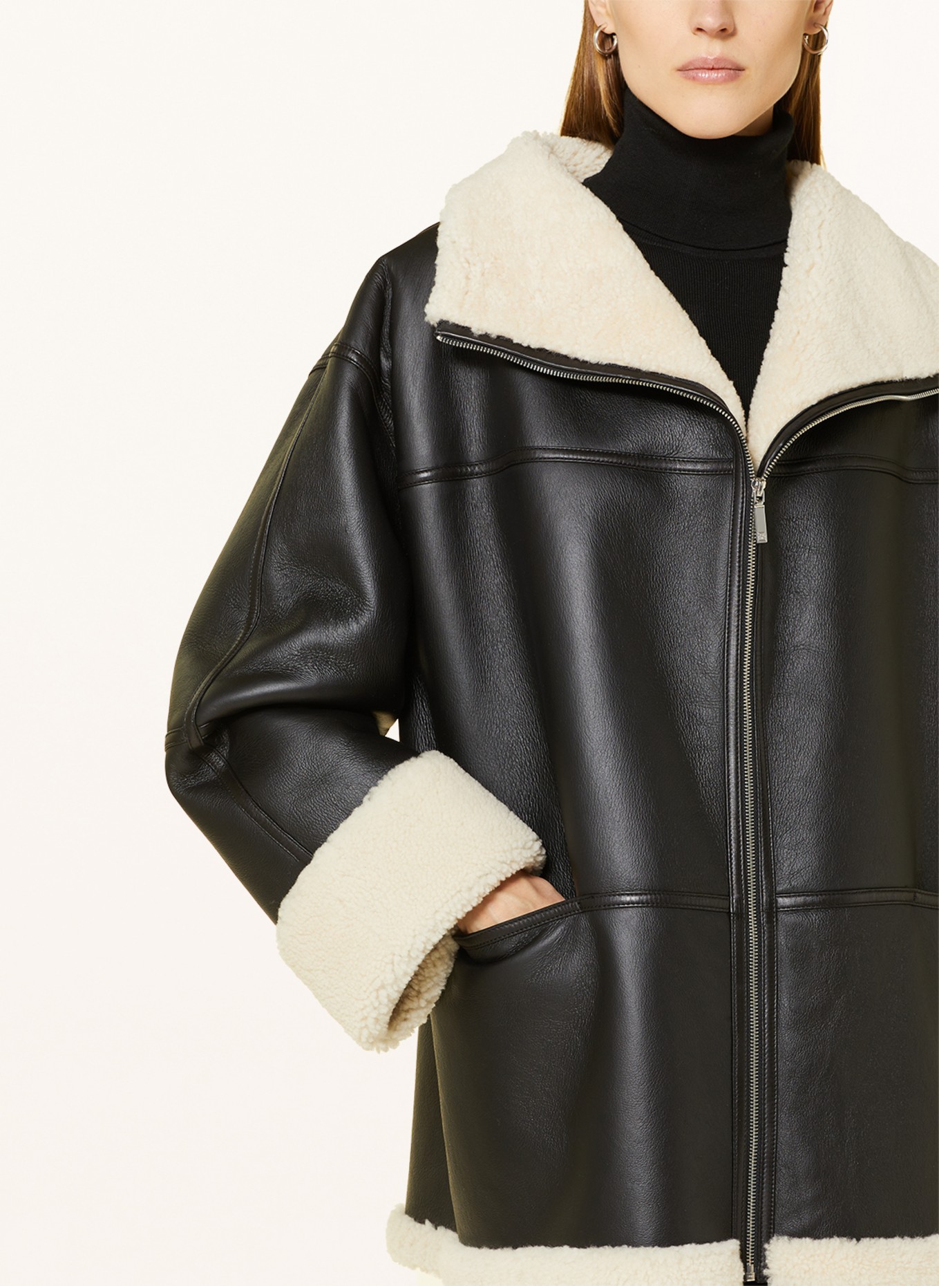 TOTEME Real fur jacket, Color: BLACK/ WHITE (Image 4)