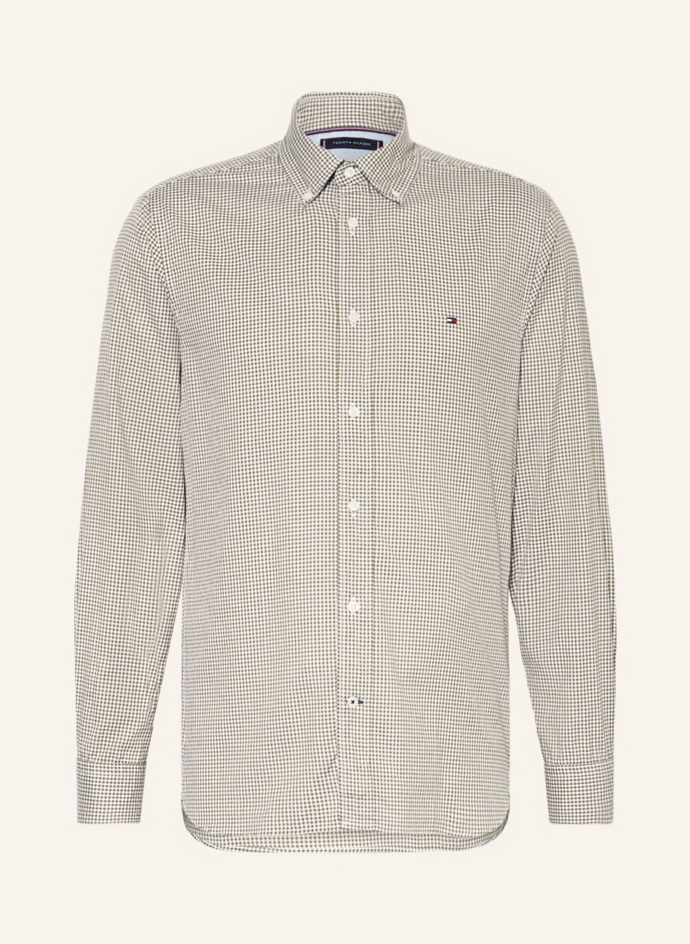 TOMMY HILFIGER Shirt regular fit, Color: WHITE/ OLIVE (Image 1)
