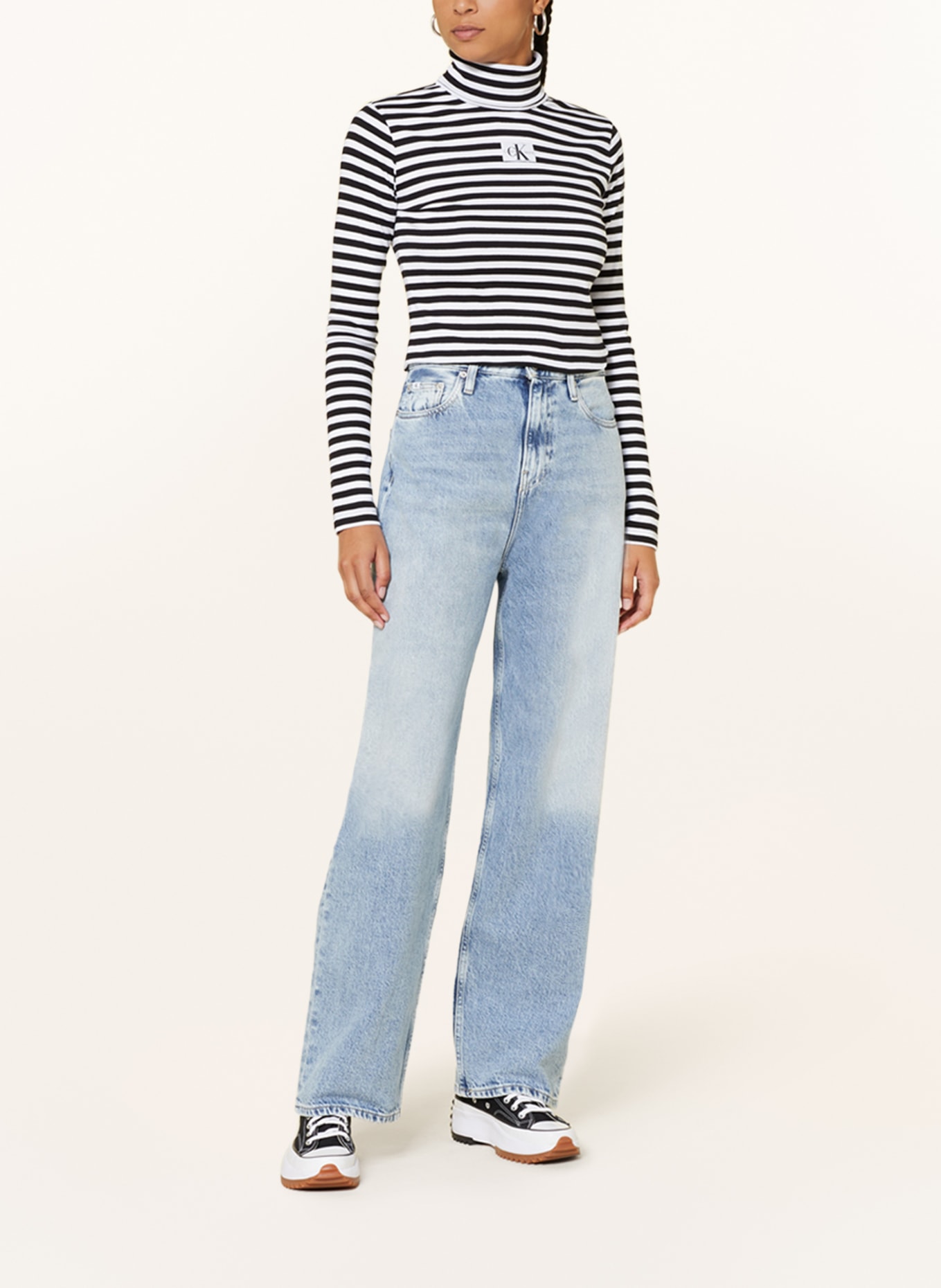 Calvin Klein Jeans Rollkragenshirt, Farbe: SCHWARZ/ WEISS (Bild 2)