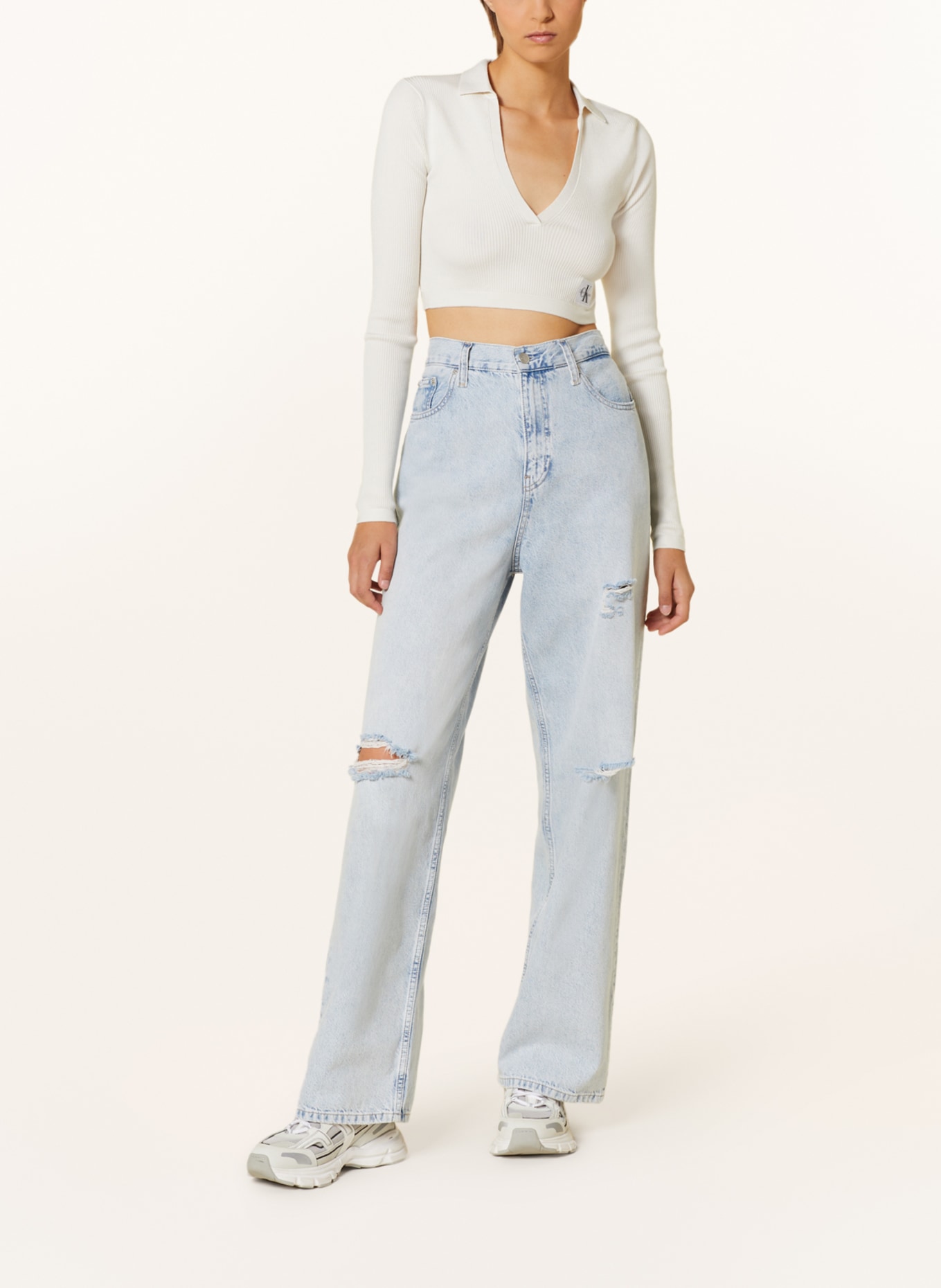 Calvin Klein Jeans Cropped-Pullover, Farbe: ECRU (Bild 2)