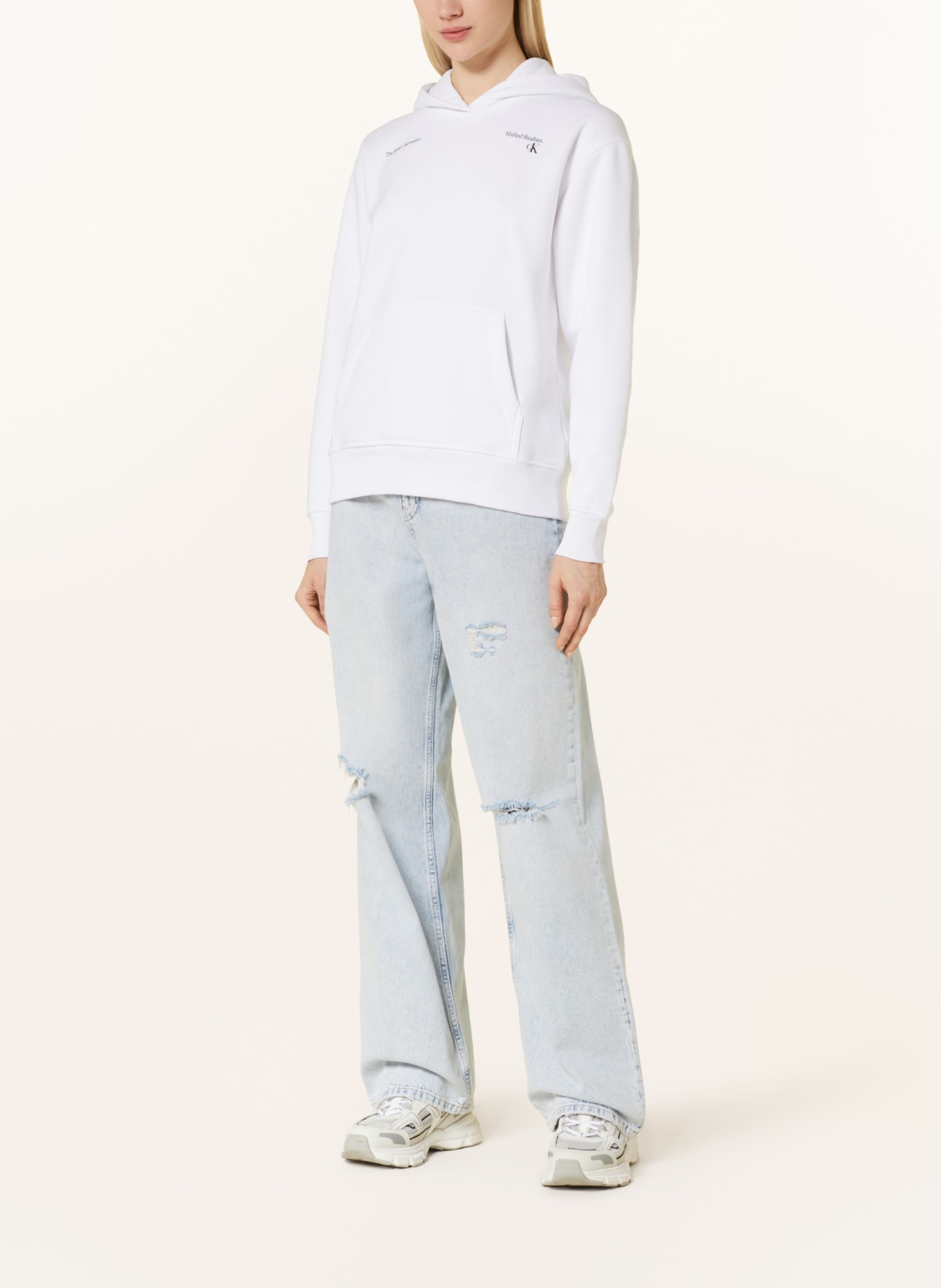 Calvin Klein Jeans Mikina s kapucí, Barva: BÍLÁ (Obrázek 2)