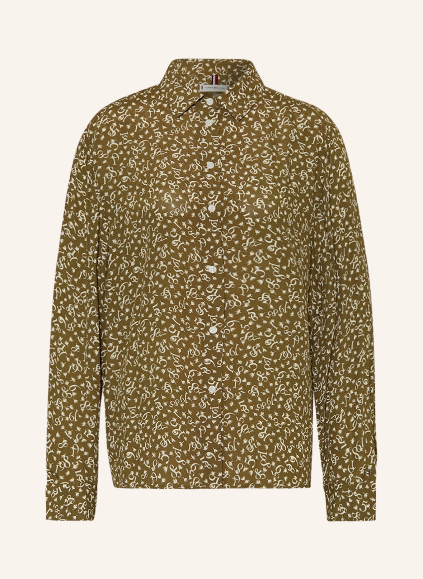 TOMMY HILFIGER Shirt blouse, Color: OLIVE/ ECRU (Image 1)