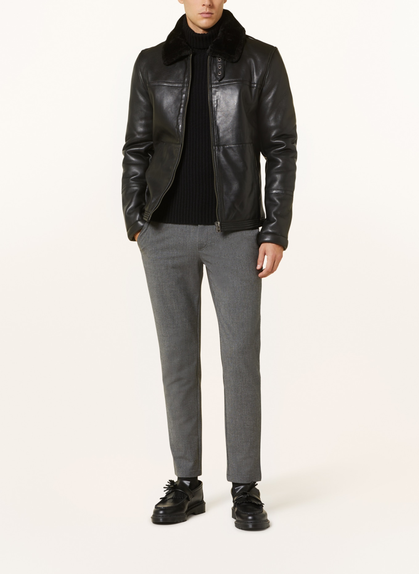 STROKESMAN'S Spodnie dżersejowe comfort fit, Kolor: 0900 light grey (Obrazek 2)
