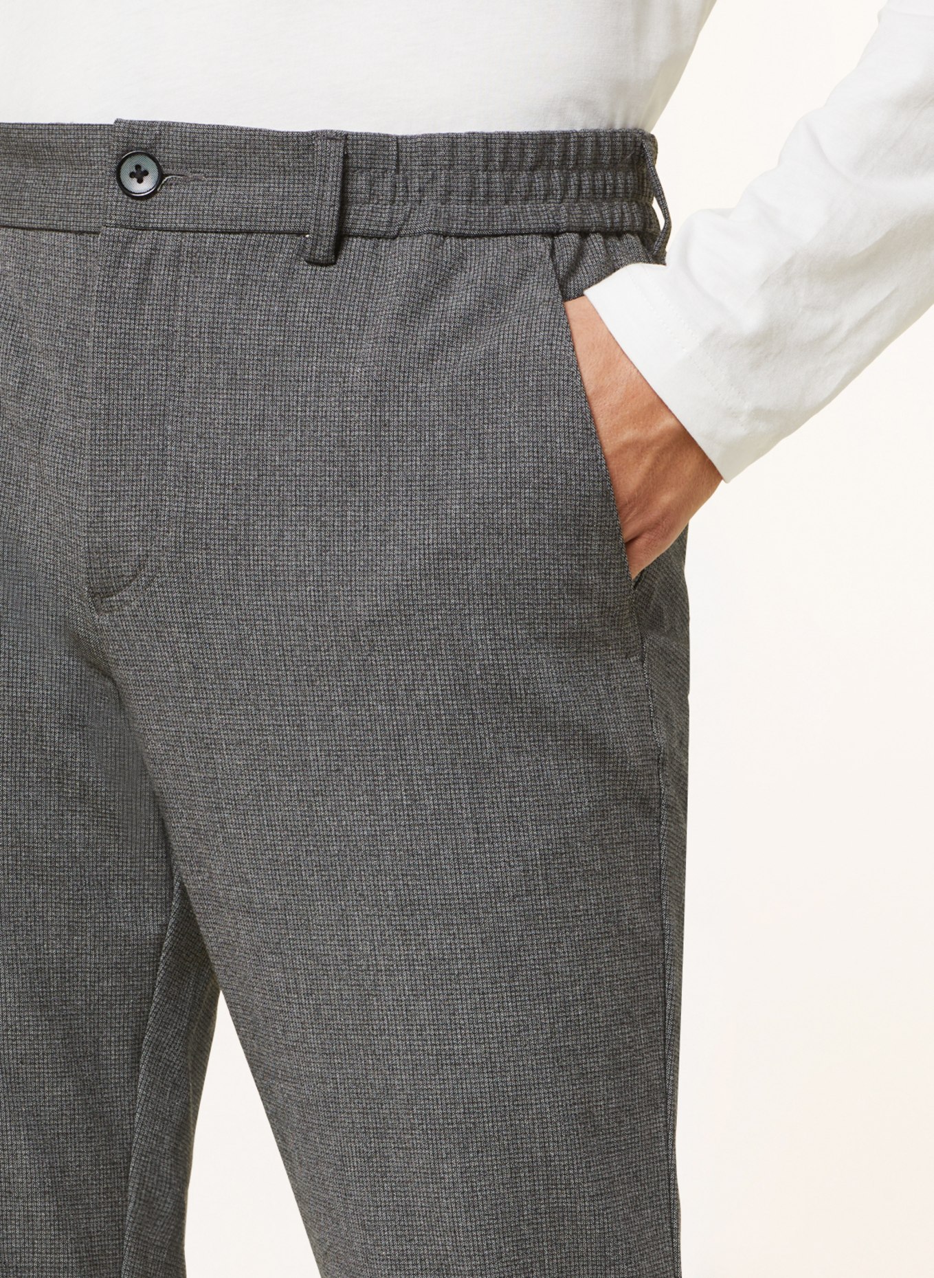 STROKESMAN'S Spodnie dżersejowe comfort fit, Kolor: 0900 light grey (Obrazek 5)