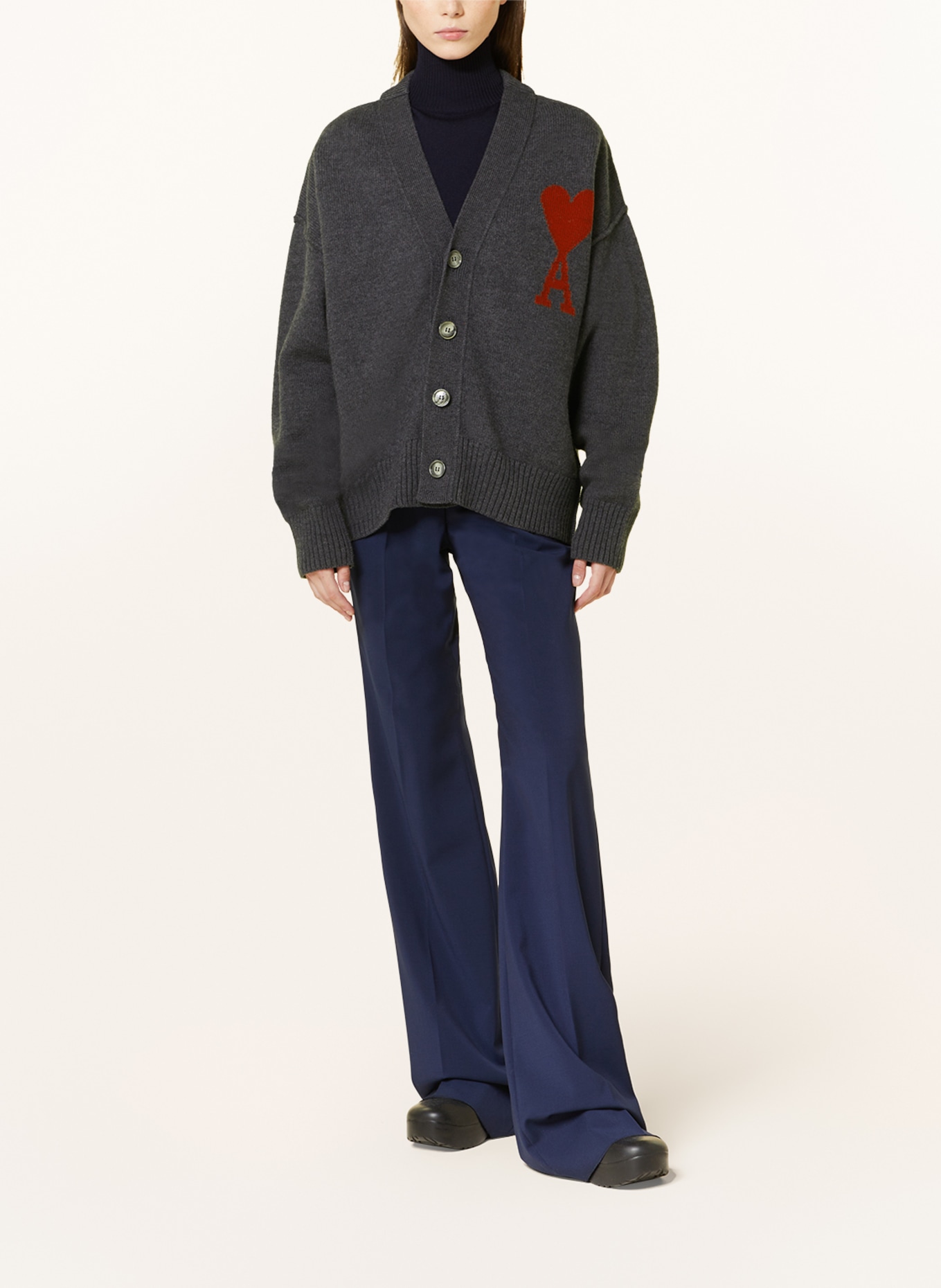 AMI PARIS Kardigan oversize: SZARY